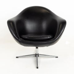 Overman Pod Mid Century Black Swivel Lounge Chair