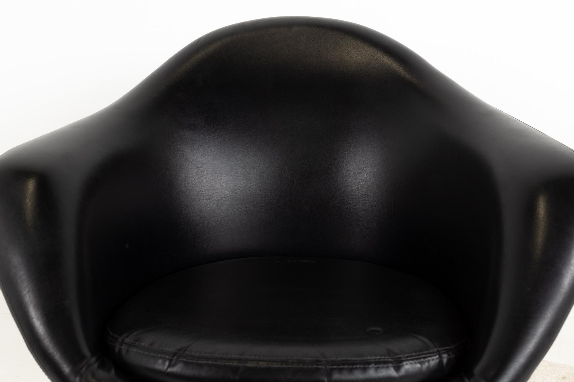 Mid-Century Modern Overman Pod Mid Century Black Swivel Lounge Chair