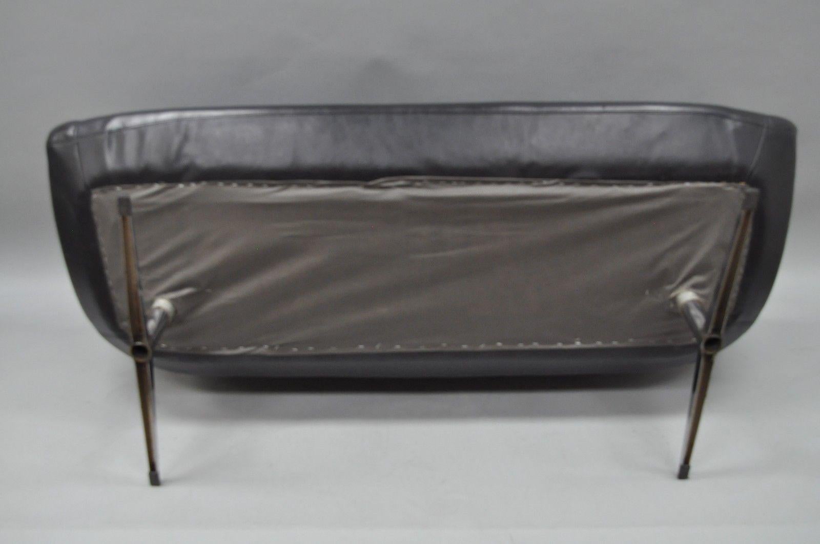 Overman Roto Style Pod Sofa Loveseat Chair Black Viny Mid-Century Modern 2