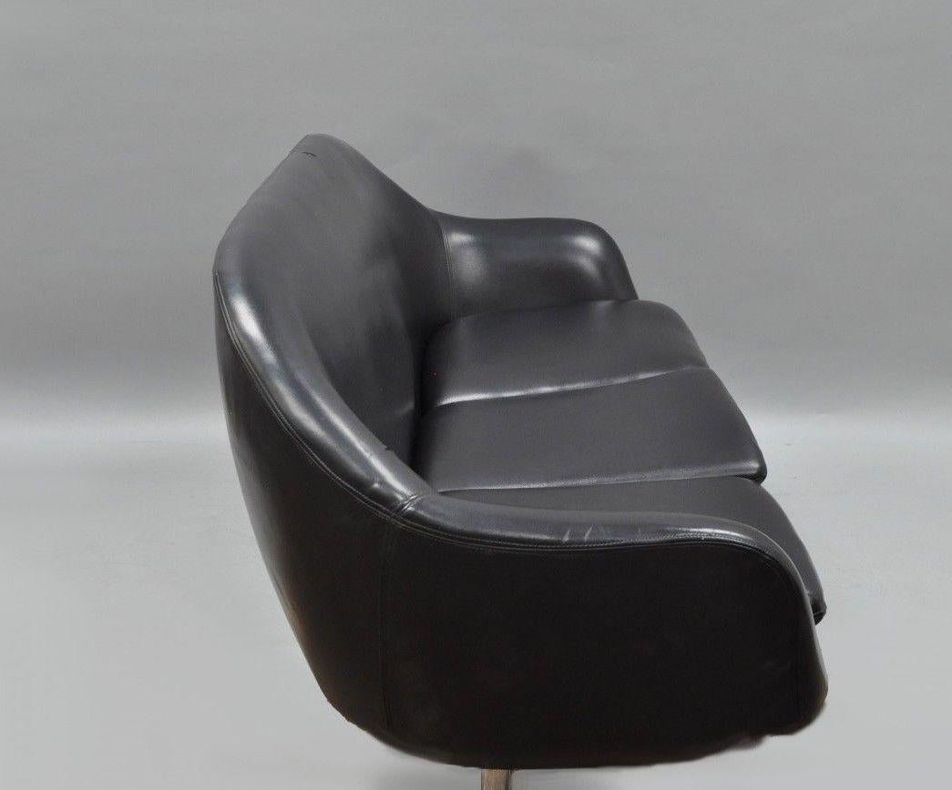 Overman Roto Style Pod Sofa Loveseat Chair Black Viny Mid-Century Modern 3