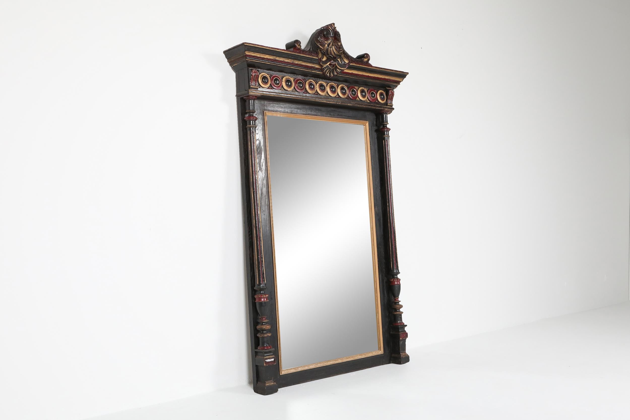 Overmantel Mirror Hand Carved in Regency Style In Good Condition In Antwerp, BE