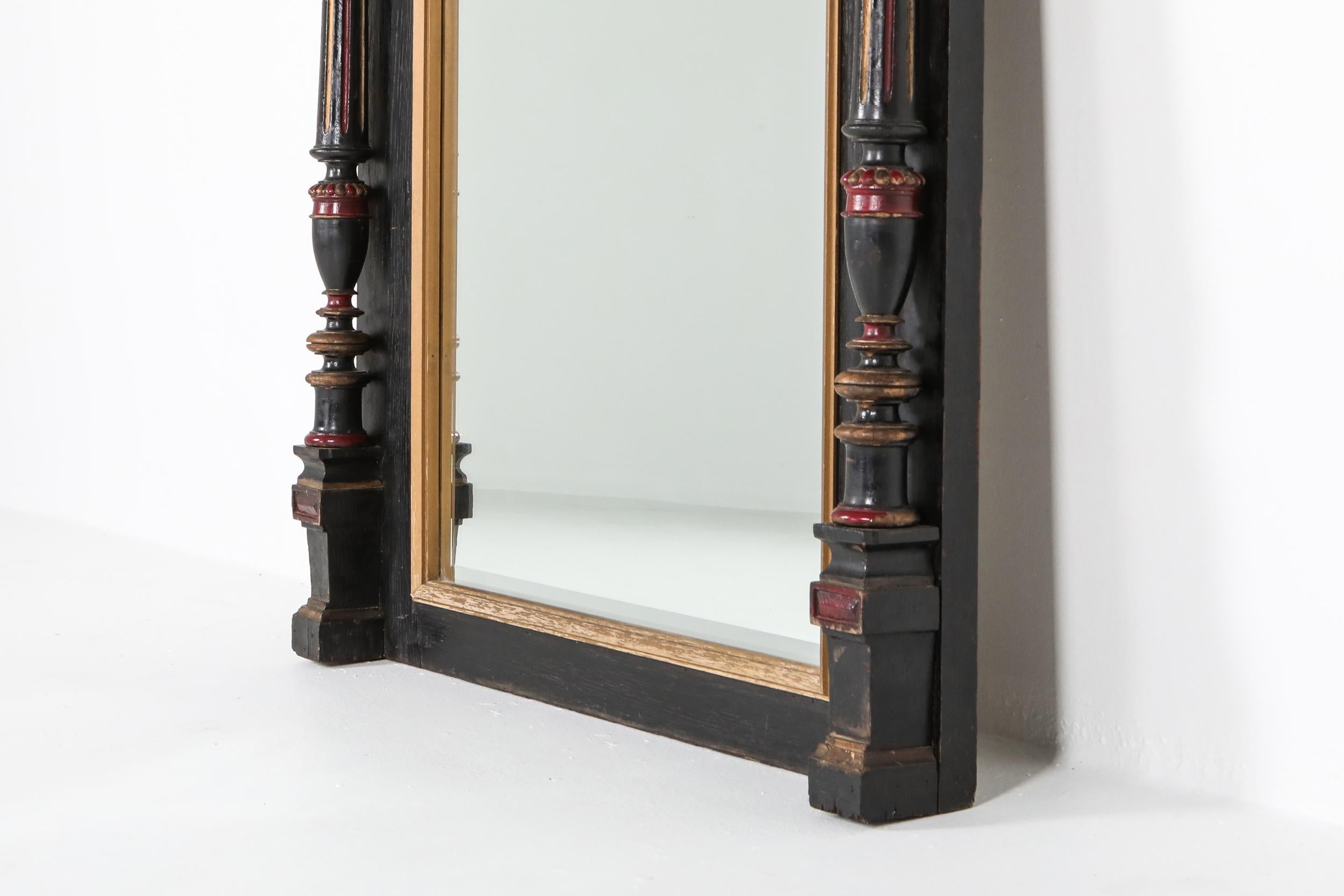 Oak Overmantel Mirror Hand Carved in Regency Style