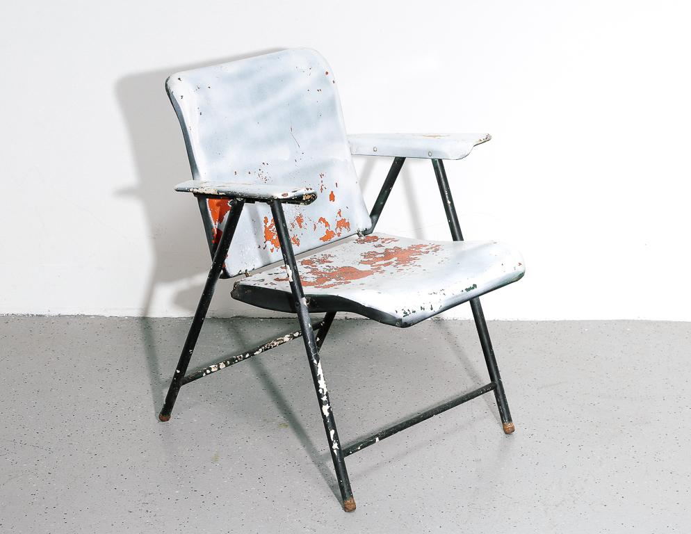 Mid-Century Modern Overpainted Folding Armchair by Russel Wright