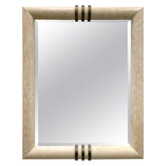 Espejo biselado Art Decó de la década de 1980, estilo Karl Springer