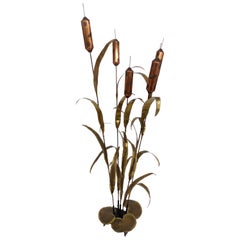 Overscale Brutalist Torch-Cut Cattail Sculpture Attributed to Curtis Jere