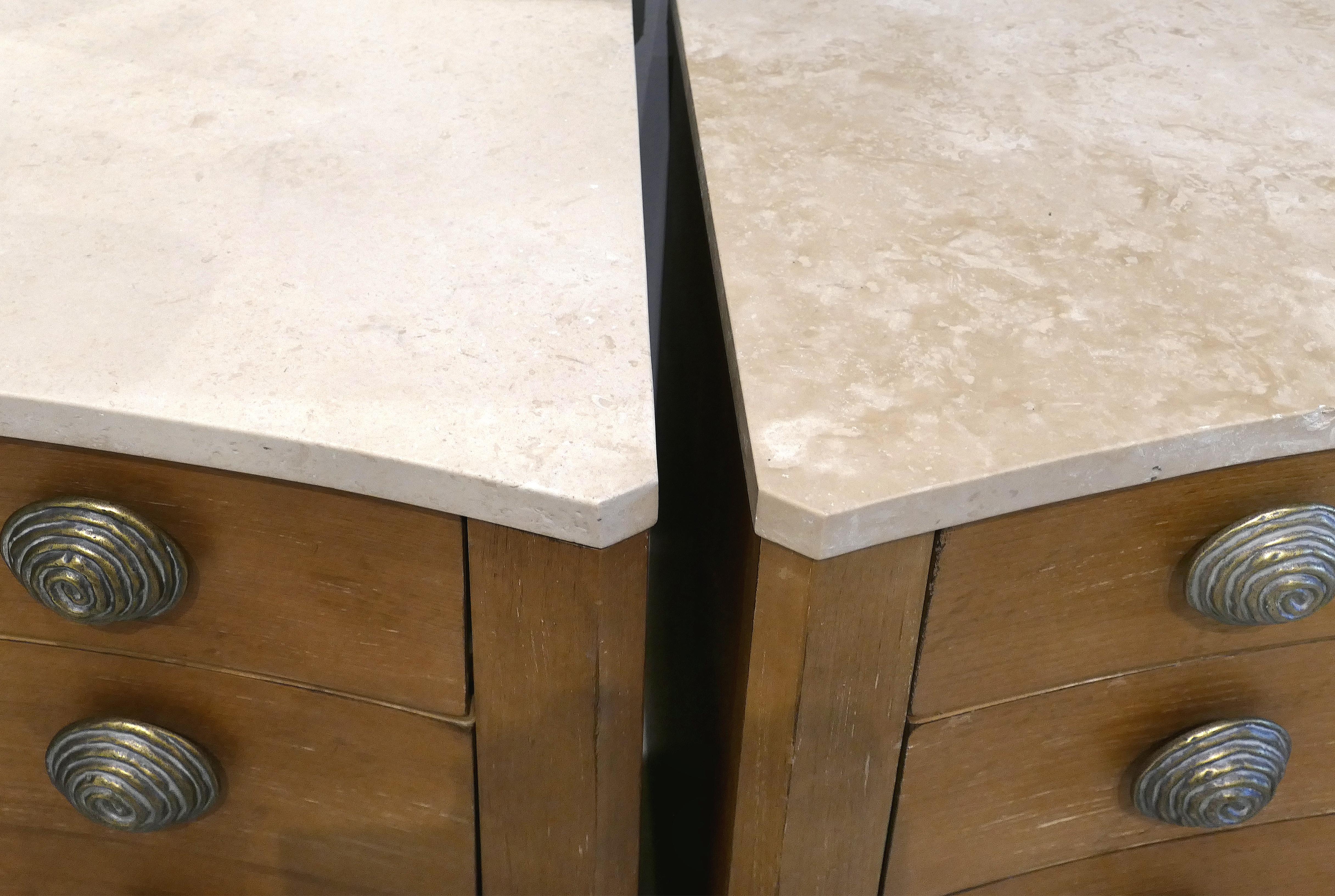 Over Scale Century Furniture Concave Chests of Drawers with Travertine Tops 3