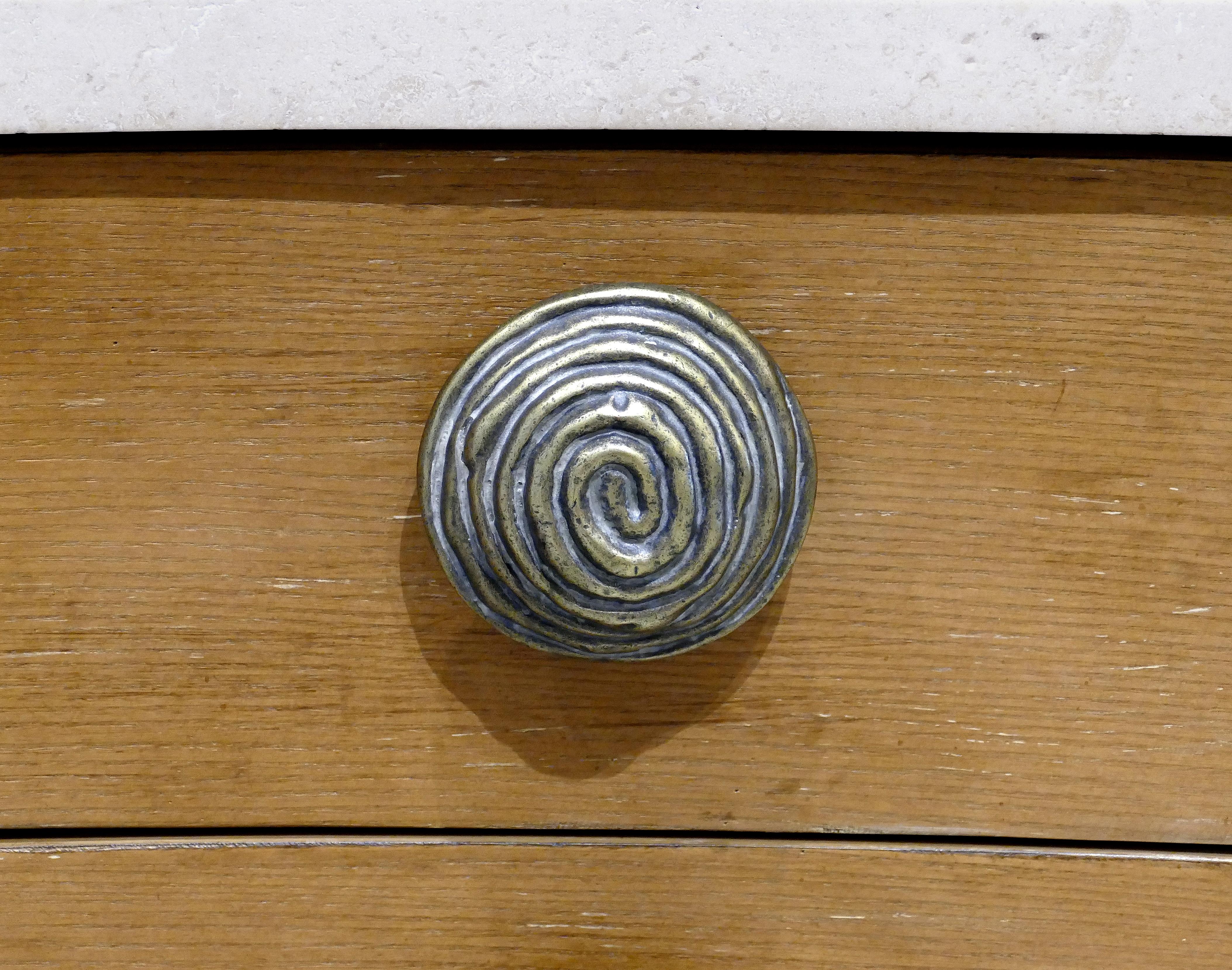 20th Century Over Scale Century Furniture Concave Chests of Drawers with Travertine Tops