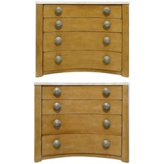 Over Scale Century Furniture Concave Chests of Drawers with Travertine Tops
