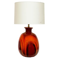 Vintage Overscale Mid-century Danish Modern Bulbous Drip Glaze Lamp