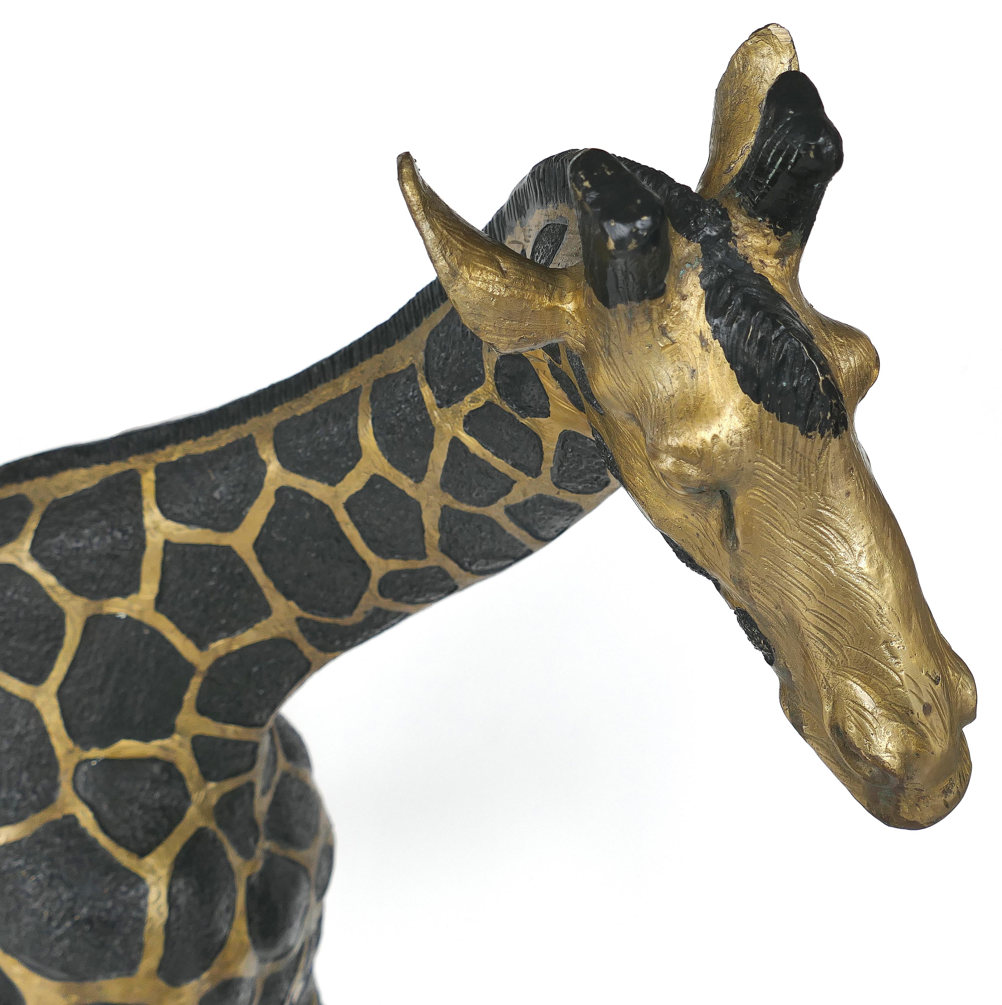 Overscale Hollywood Regency Brass Giraffe Sculptures, Pair 2