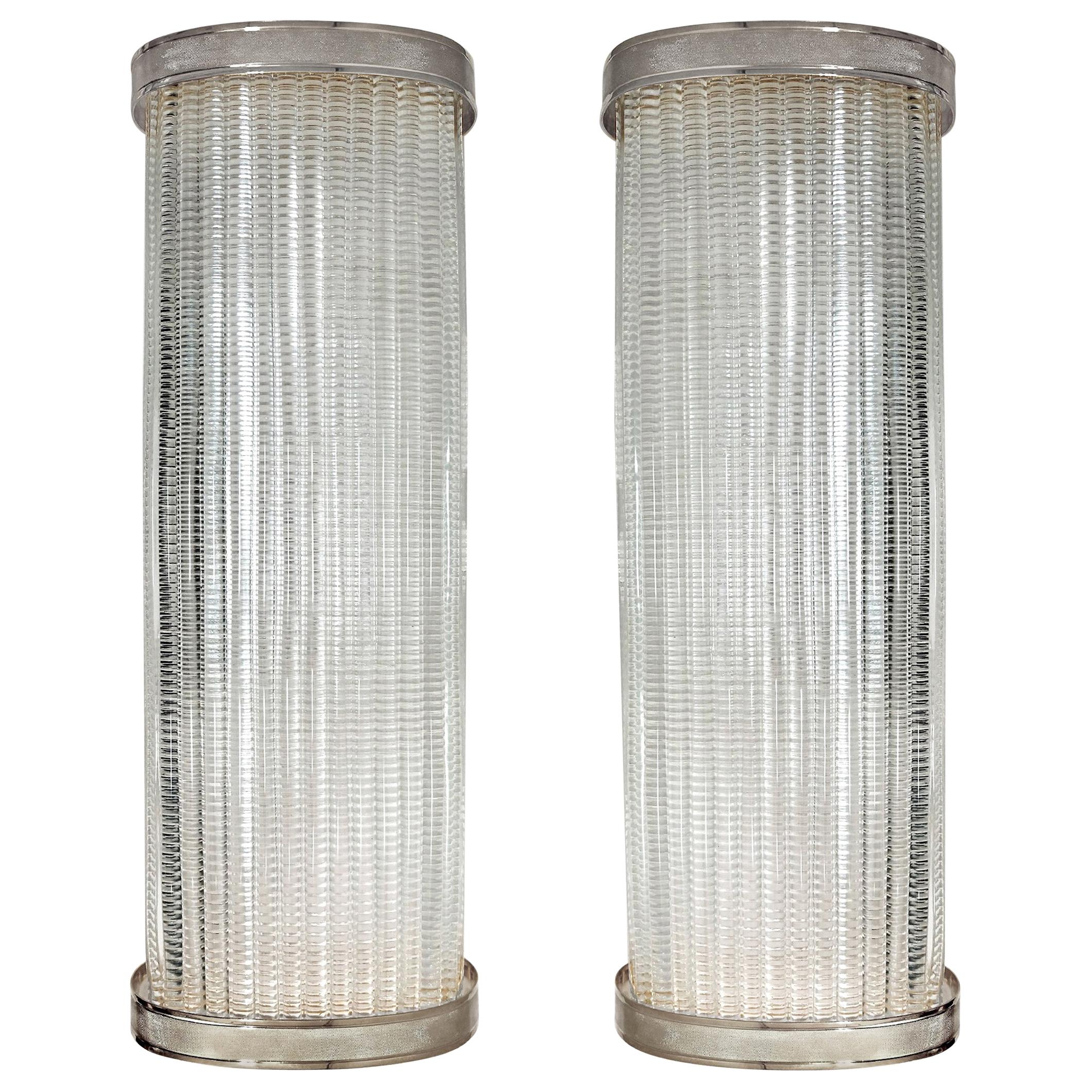 Overscale Laudarte Srl, Italy,  Murano Glass Sconces with Nickel Finish, Pair For Sale