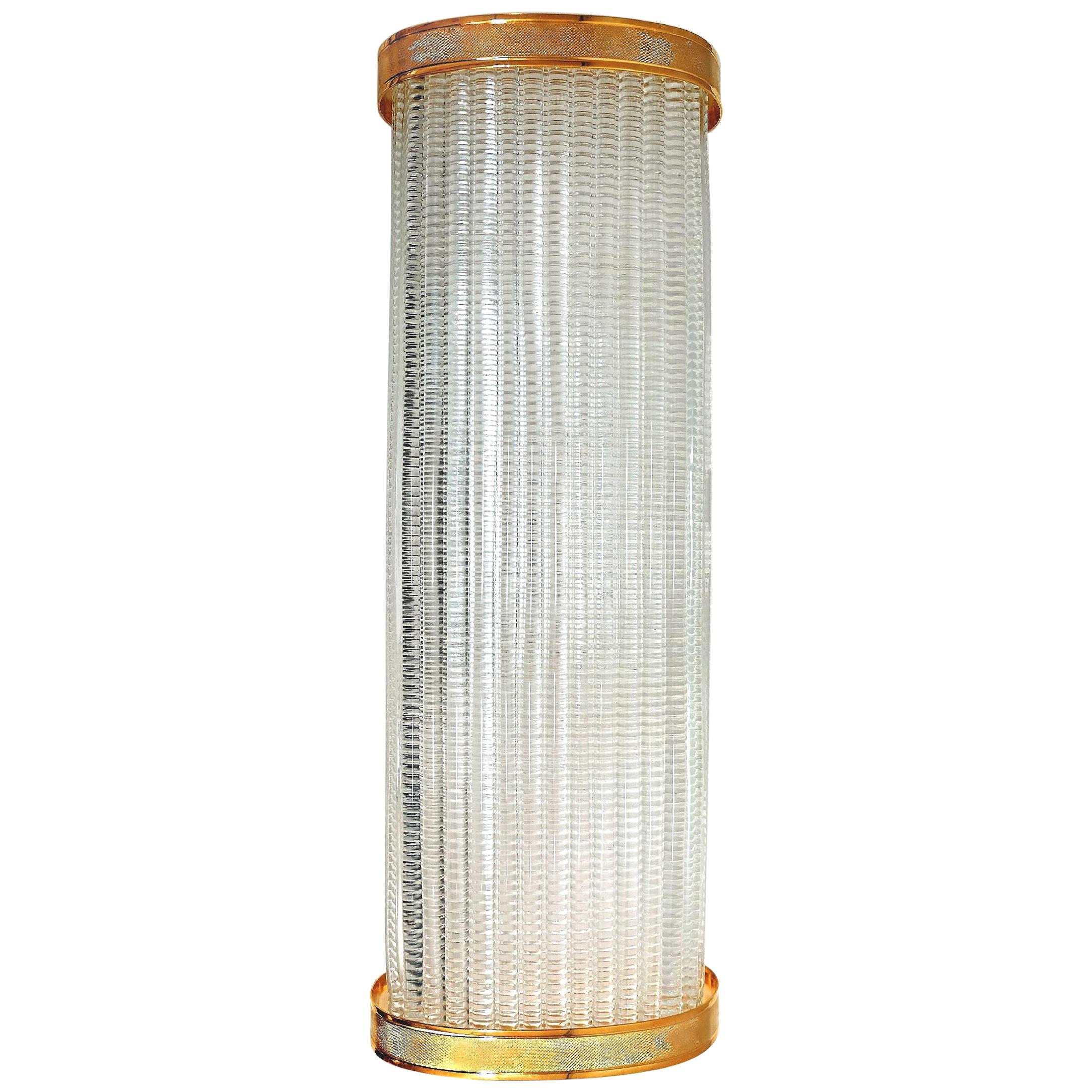 Overscale Laudarte Srl Murano Glass Sconces with Gold-Plated Trim, Pair 

Offered for sale is a pair of large handblown Murano glass wall sconces with 24-karat gold-plated trim by Laudarte Srl. The Murano glass is handmade with natural artistic