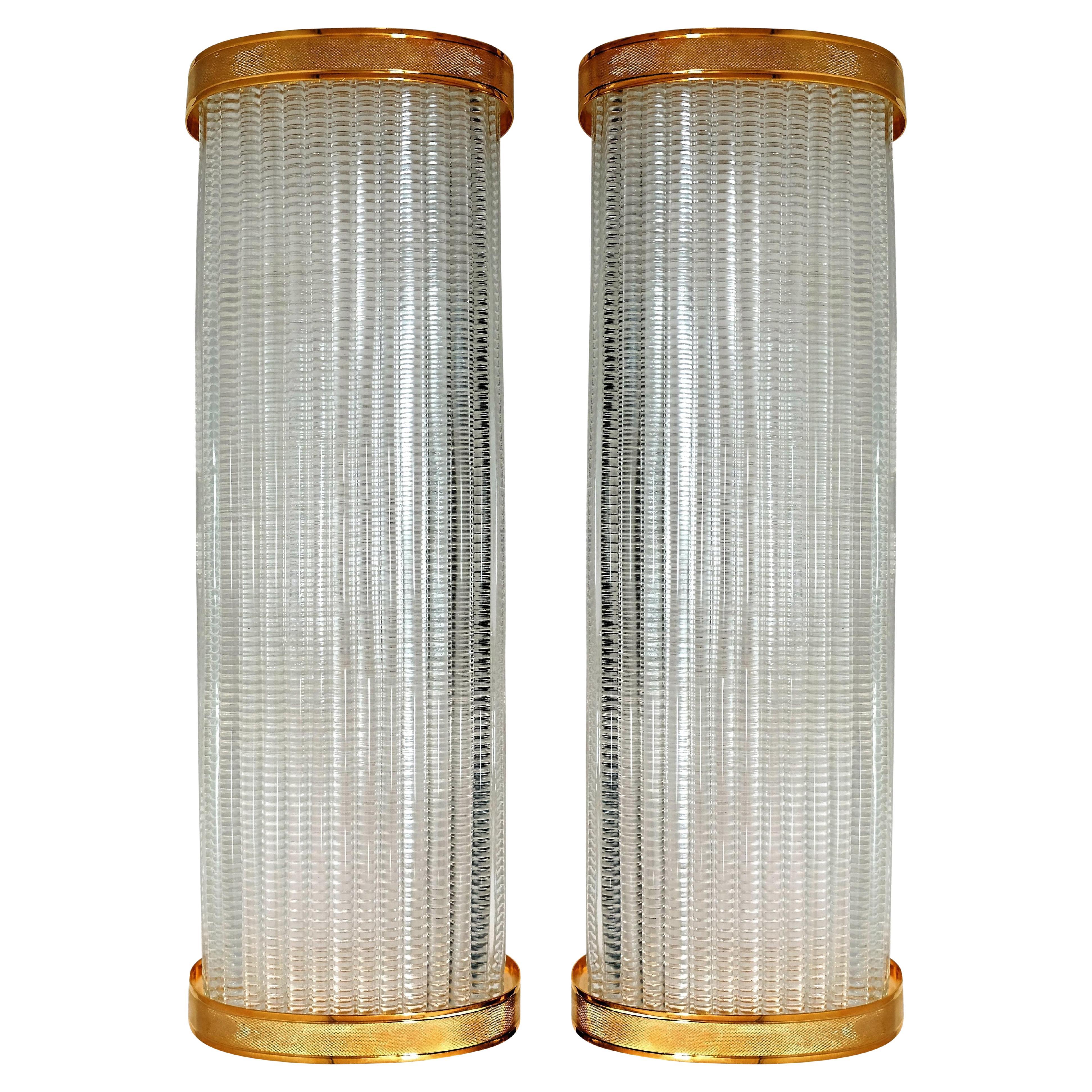 Overscale Laudarte Srl Murano Glas Wandleuchter, vergoldet Trim Paar