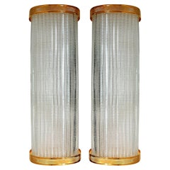 Overscale Laudarte Srl Murano Glass Sconces, Gold-Plated Trim Pair