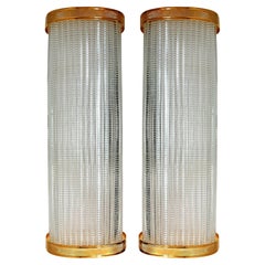 Overscale Laudarte Srl Murano Glass Sconces, Gold-Plated Trim Pair