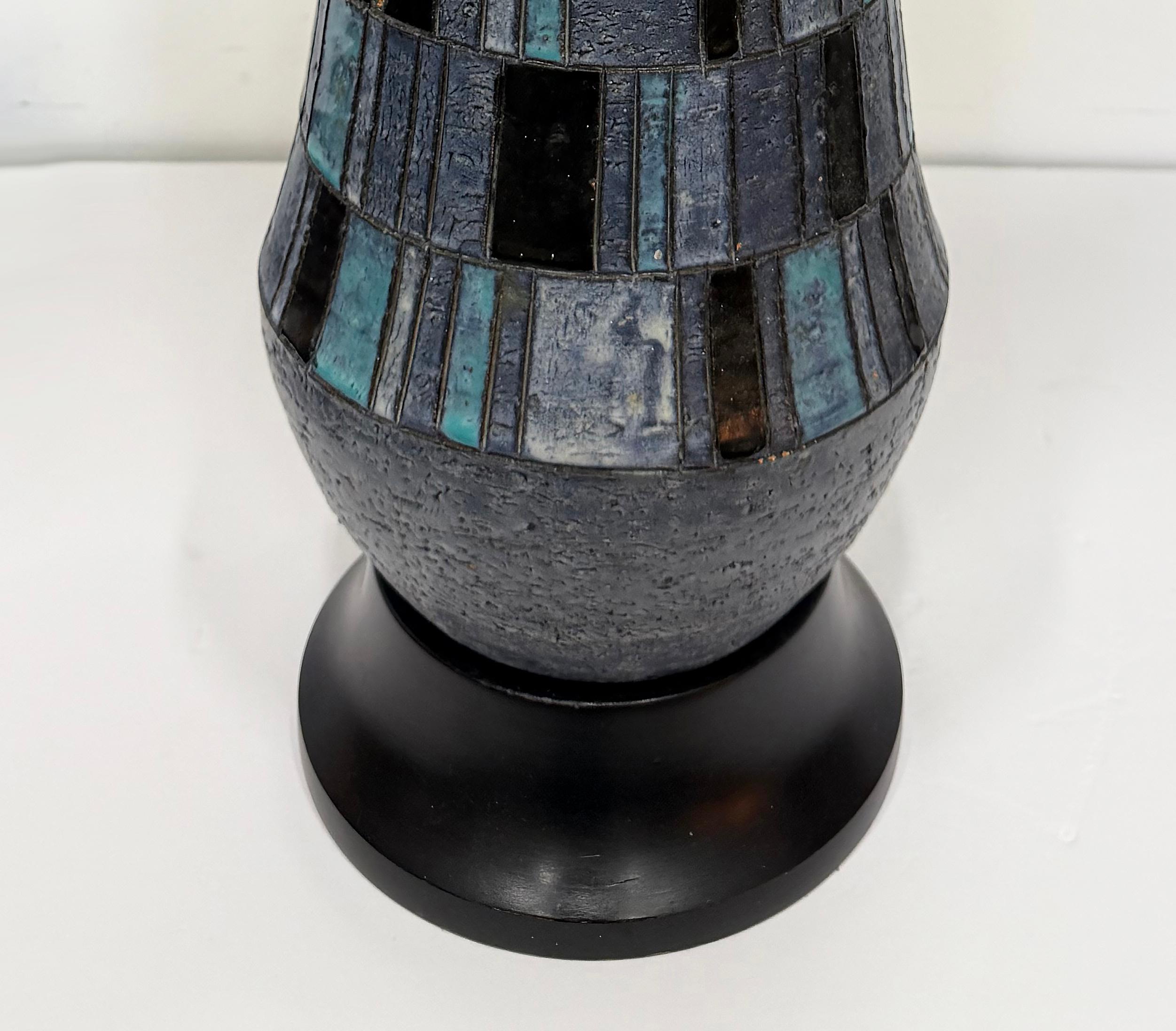 Lámpara de cerámica italiana de mediados de siglo, Bitossi, estilo Aldo Lundi siglo XX en venta
