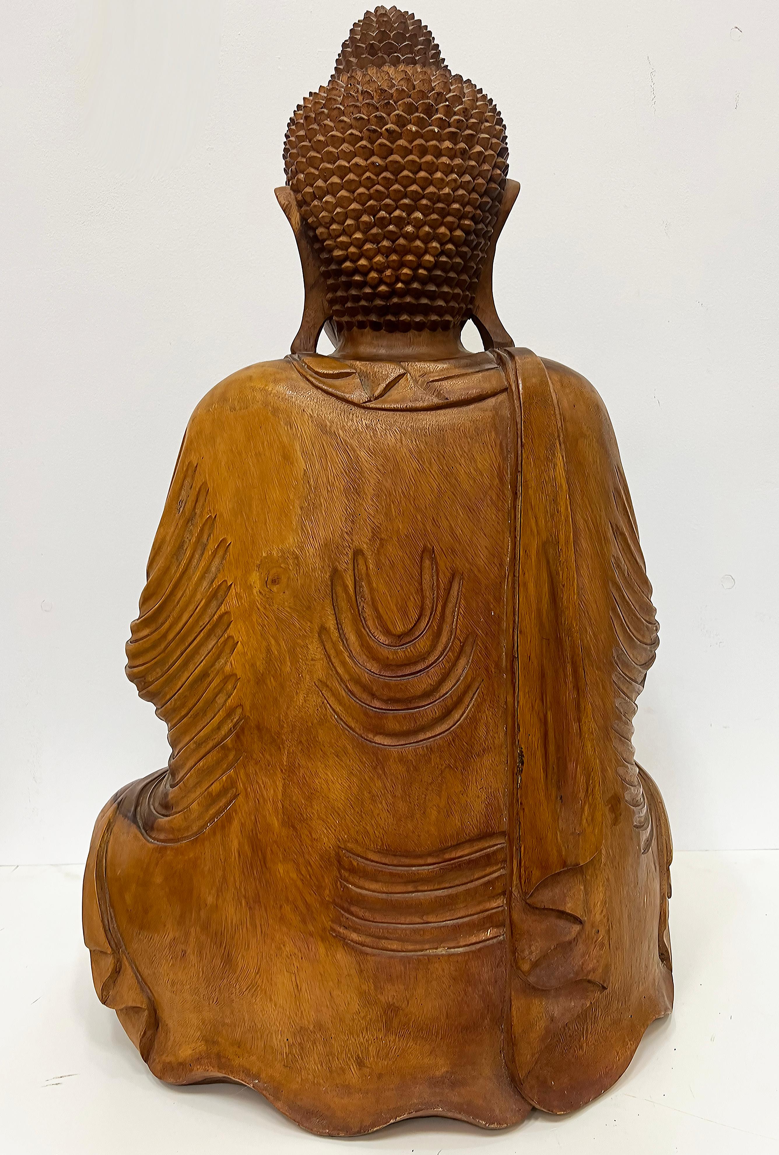 Übergroße handgeschnitzte asiatische Buddha-Skulptur im Vintage-Stil, Vitarka, Mudra-Lehrerin, Vitarka im Zustand „Gut“ im Angebot in Miami, FL