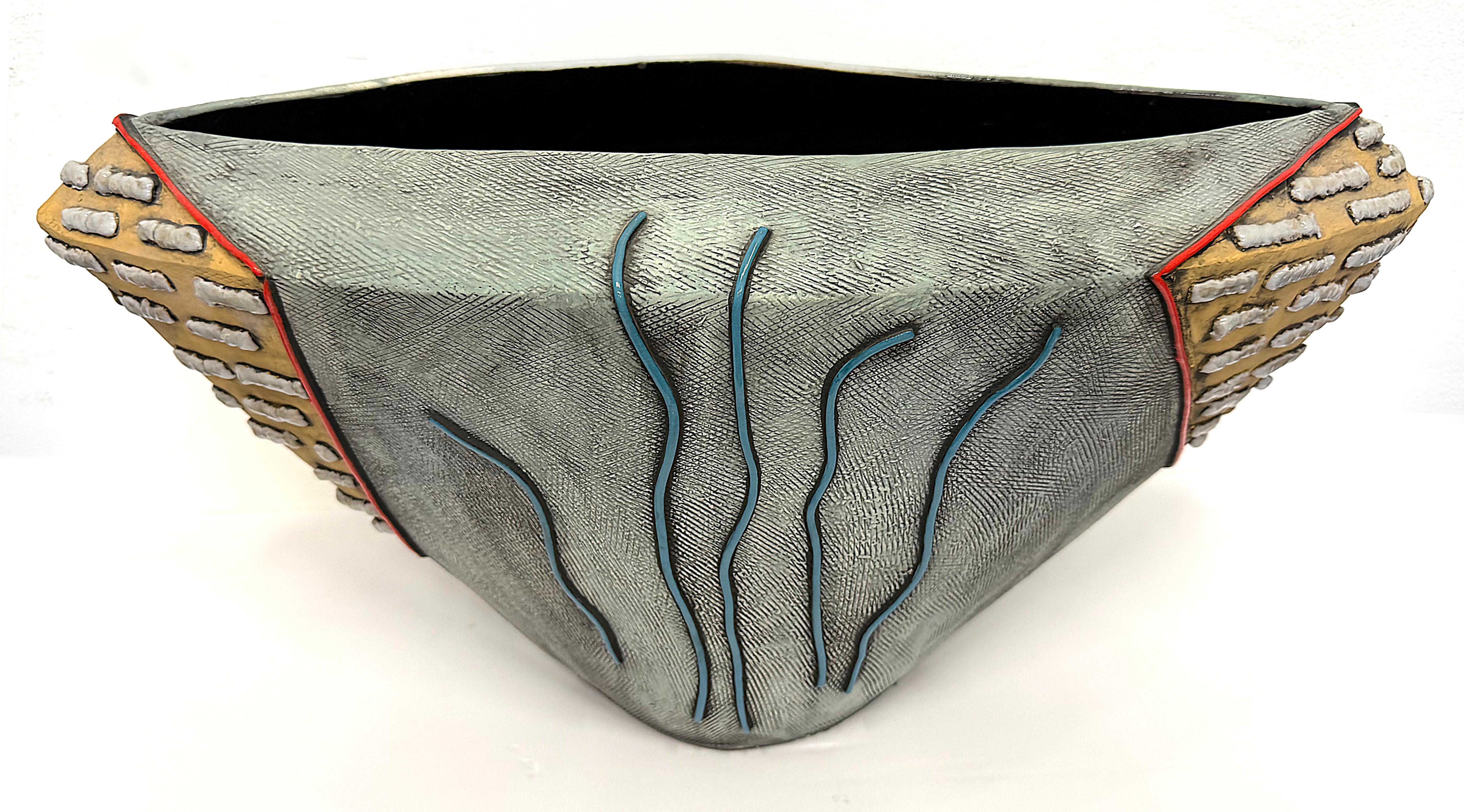 Post-Modern Overscale Whimsical Postmodern Studio Pottery Vase Sculpture by  Gail Kendall For Sale