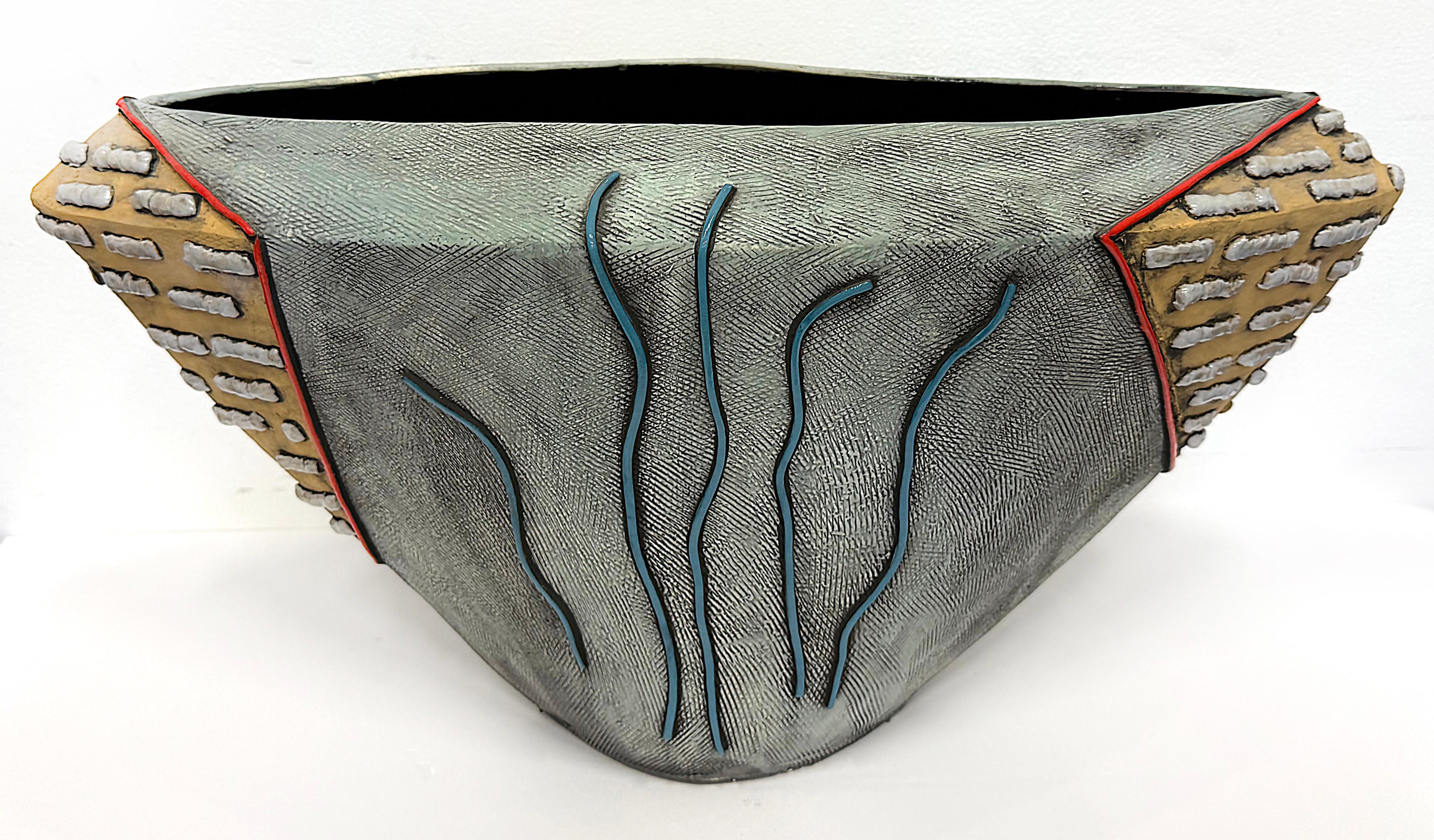 Hand-Crafted Overscale Whimsical Postmodern Studio Pottery Vase Sculpture by  Gail Kendall For Sale