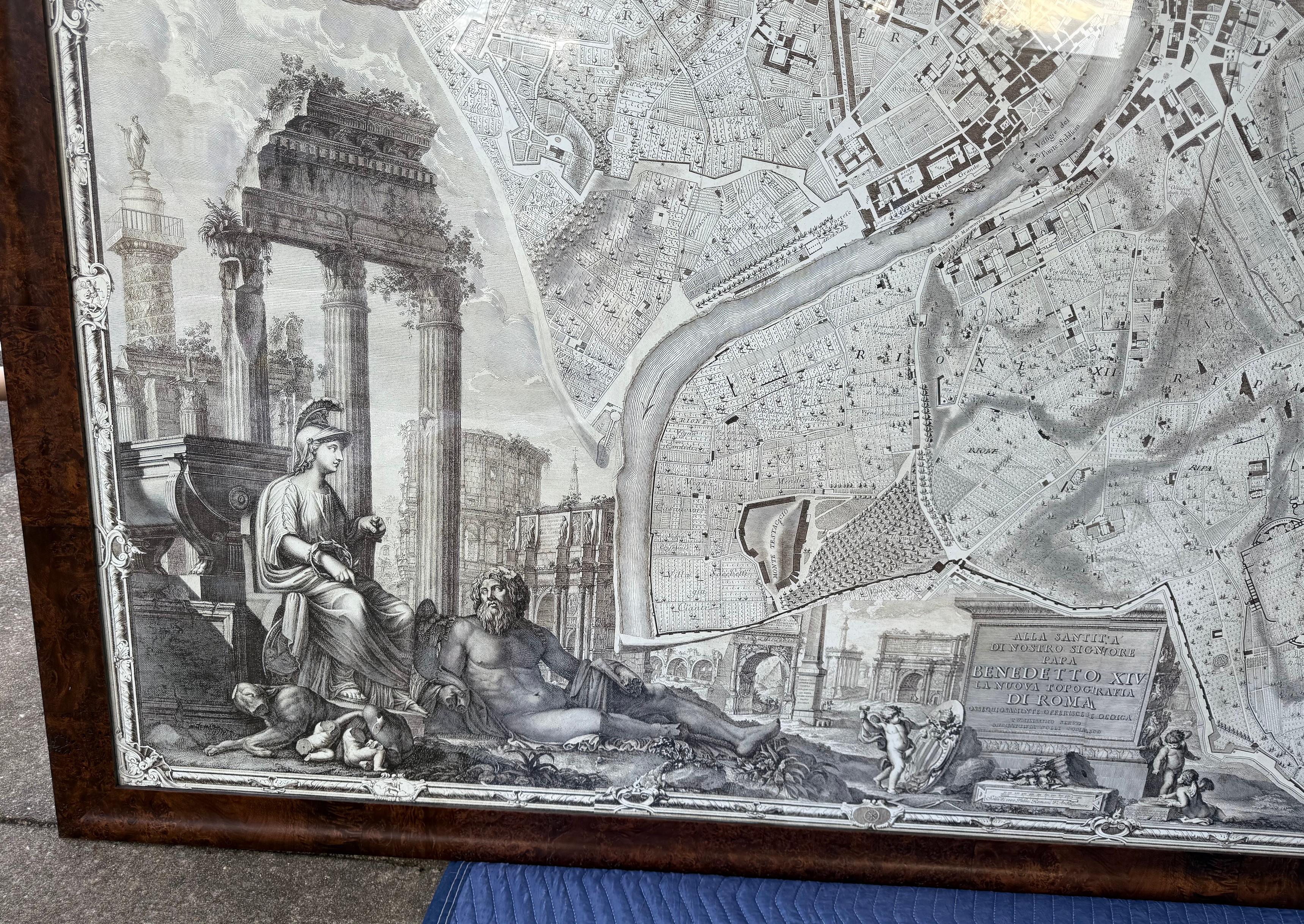 Mappa di Roma di Nolli con cornice in scala reale In condizioni ottime in vendita a New York, NY
