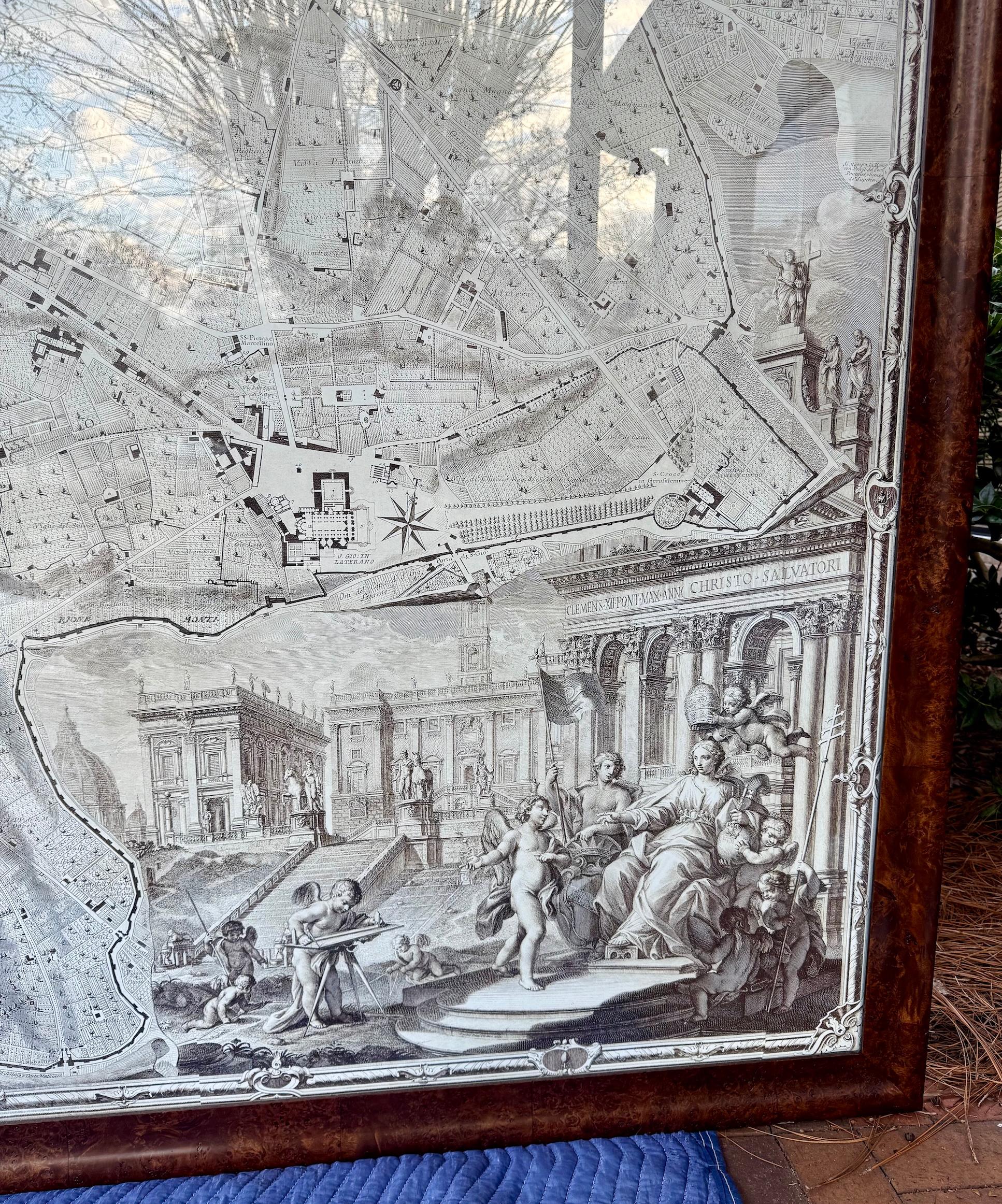 XXI secolo e contemporaneo Mappa di Roma di Nolli con cornice in scala reale in vendita