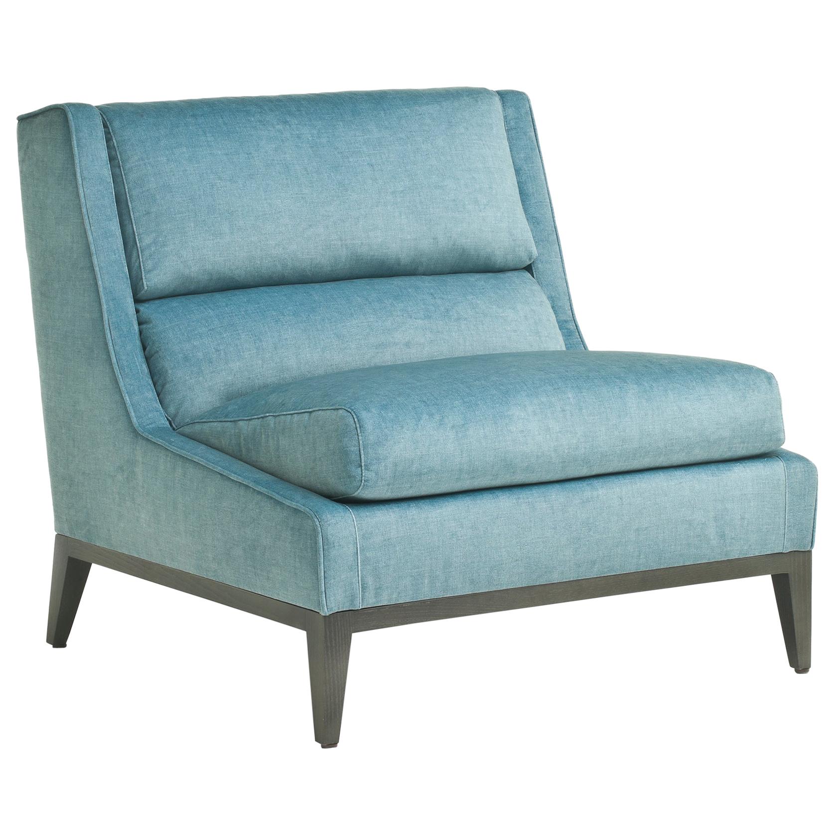 OVERSEAS Light Blue Upholstered Lounge Armchair in Solid Ash Wood and Black Fin. For Sale