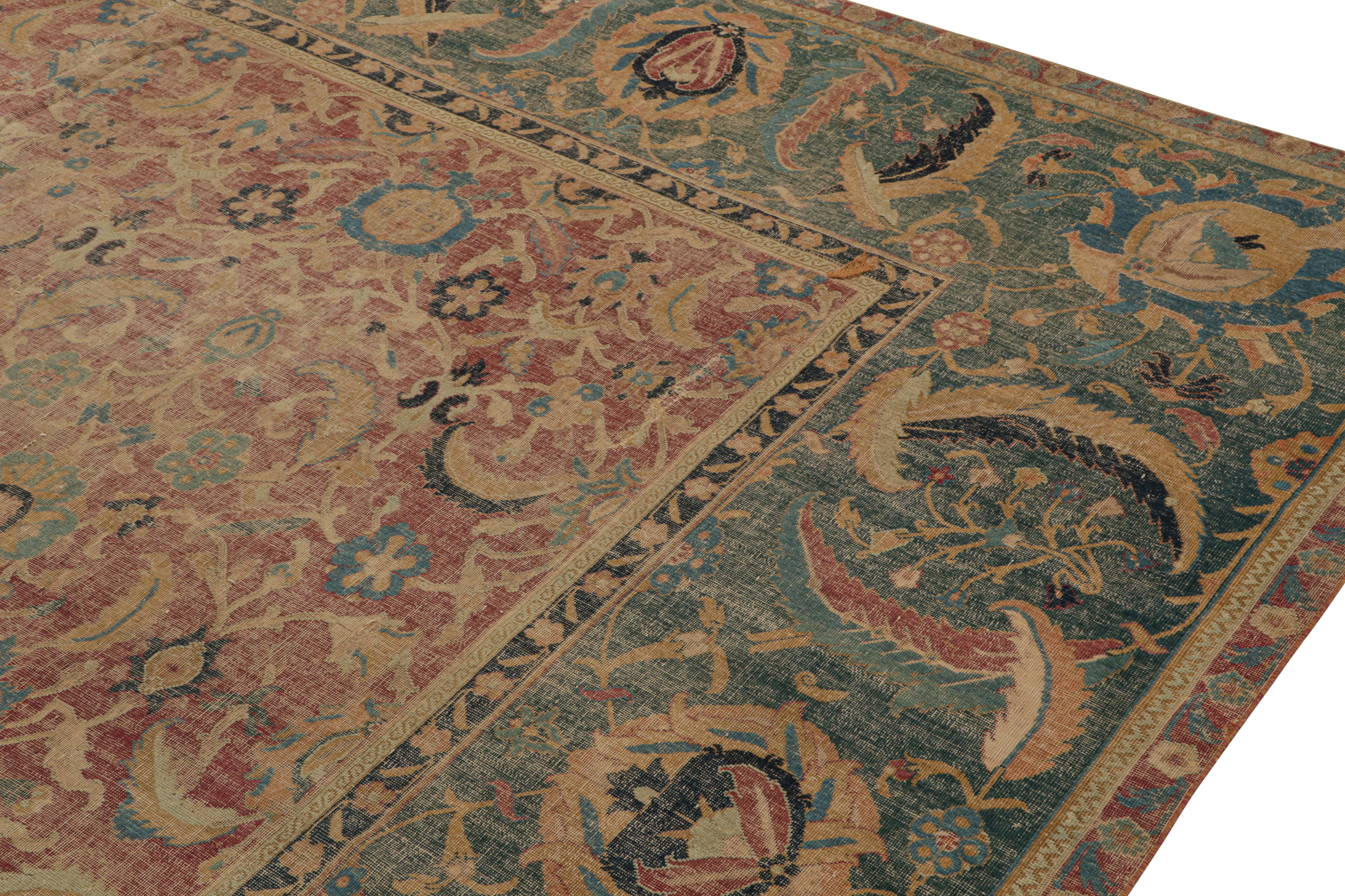 Hand-Woven Oversized Antique Persian Isfahan Fragment Rug with Floral Pattern - Rug & Kilim For Sale