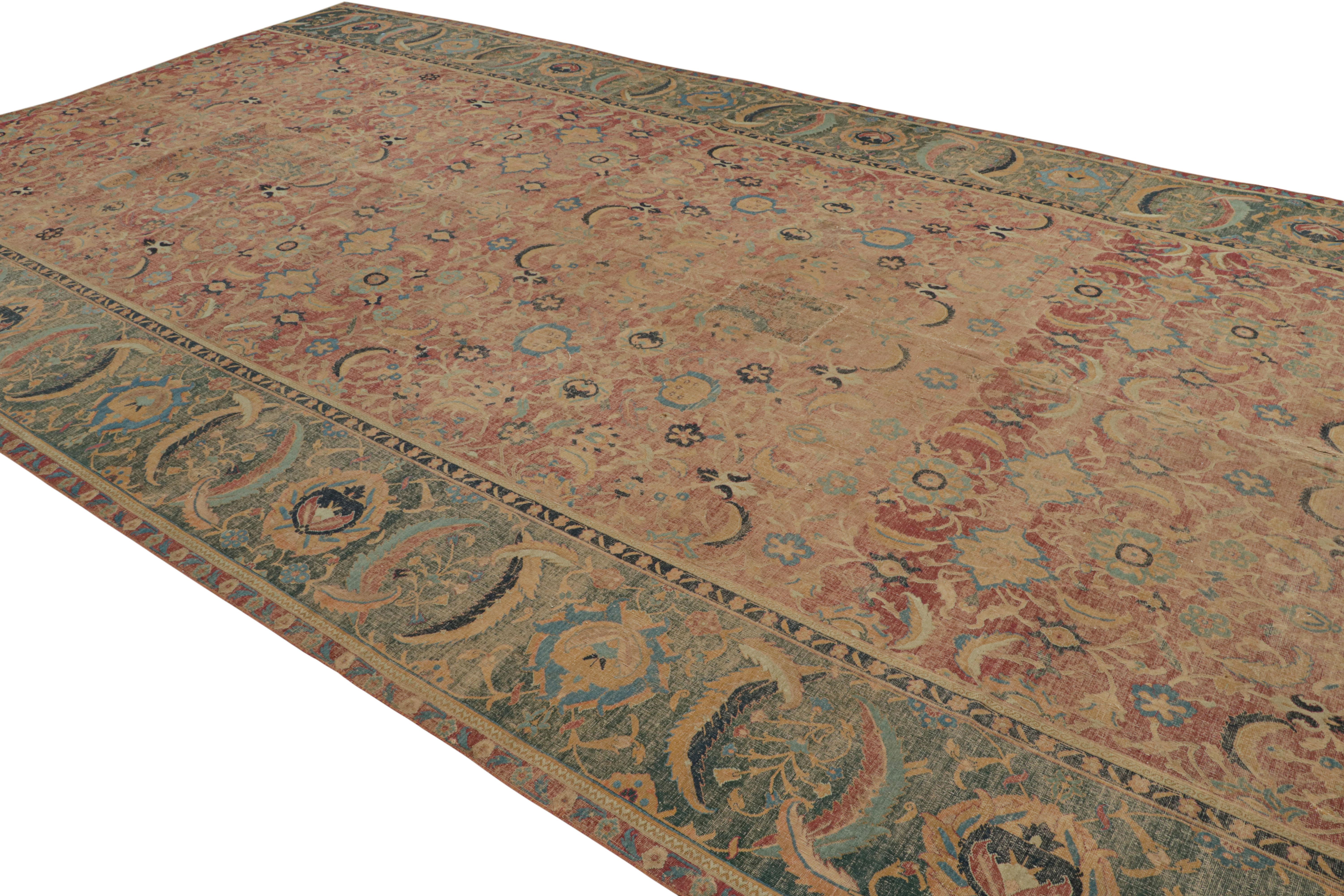 Oversized Antique Persian Isfahan Fragment Rug with Floral Pattern - Rug & Kilim In Good Condition For Sale In Long Island City, NY