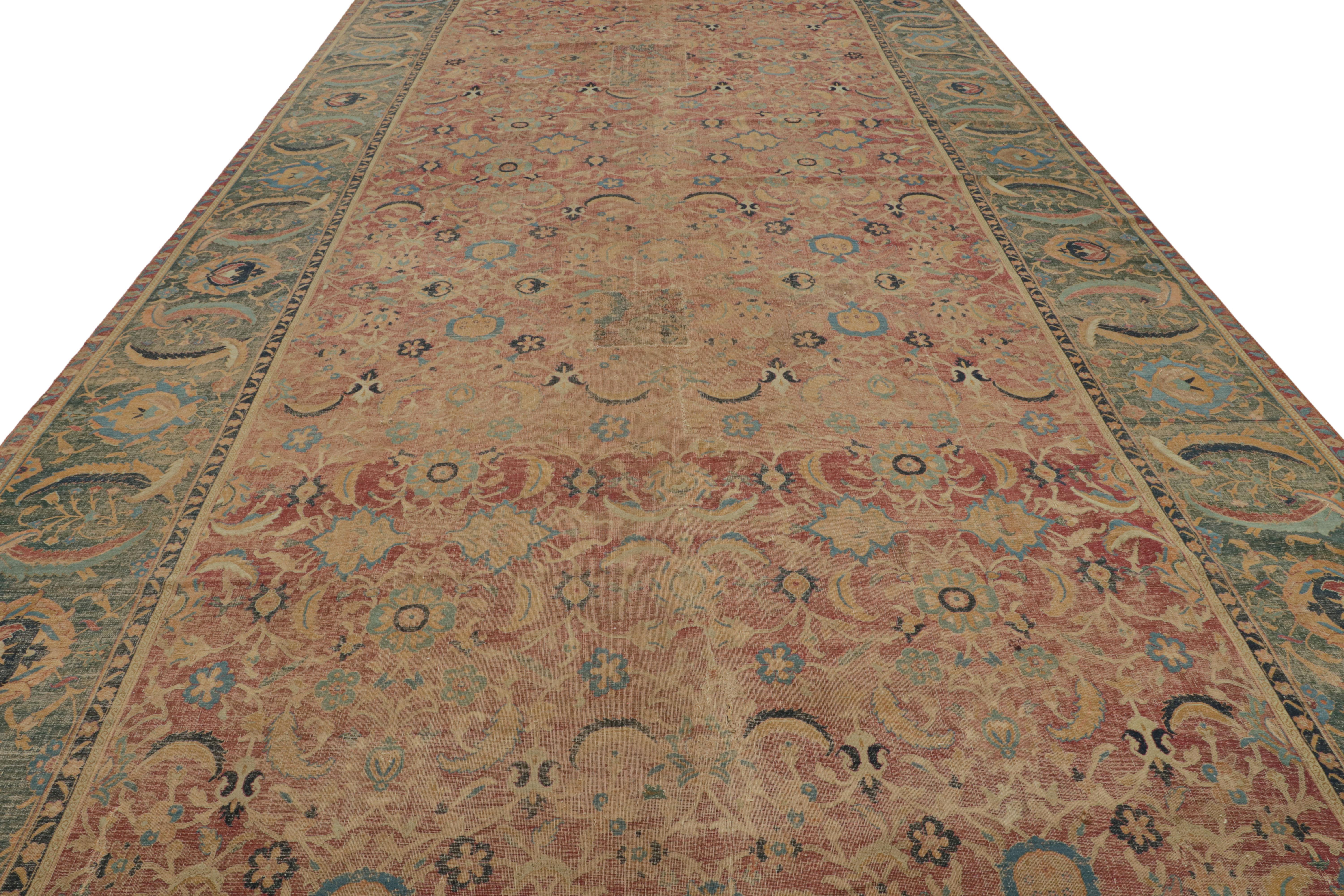 Early 18th Century Oversized Antique Persian Isfahan Fragment Rug with Floral Pattern - Rug & Kilim For Sale