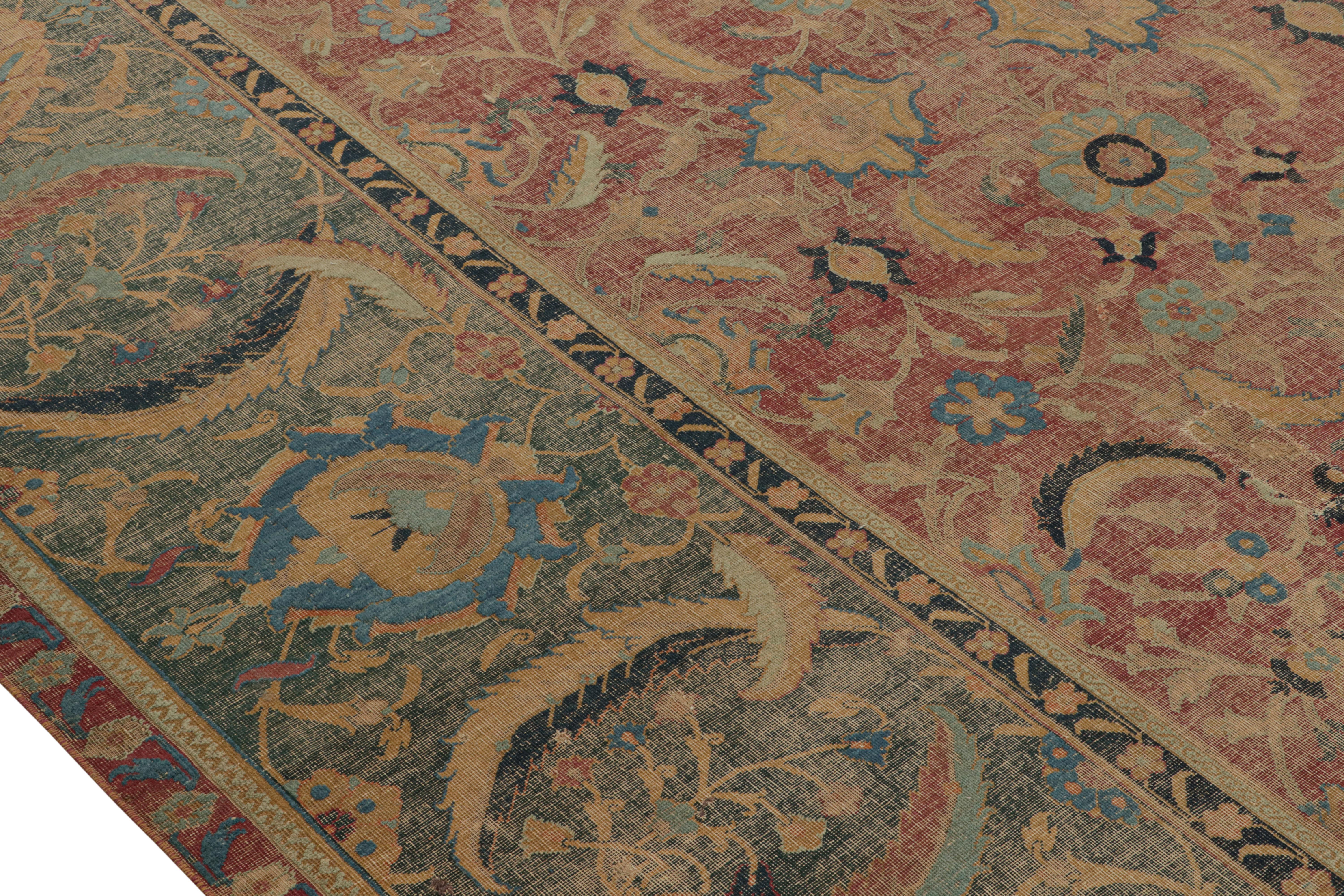 Wool Oversized Antique Persian Isfahan Fragment Rug with Floral Pattern - Rug & Kilim For Sale