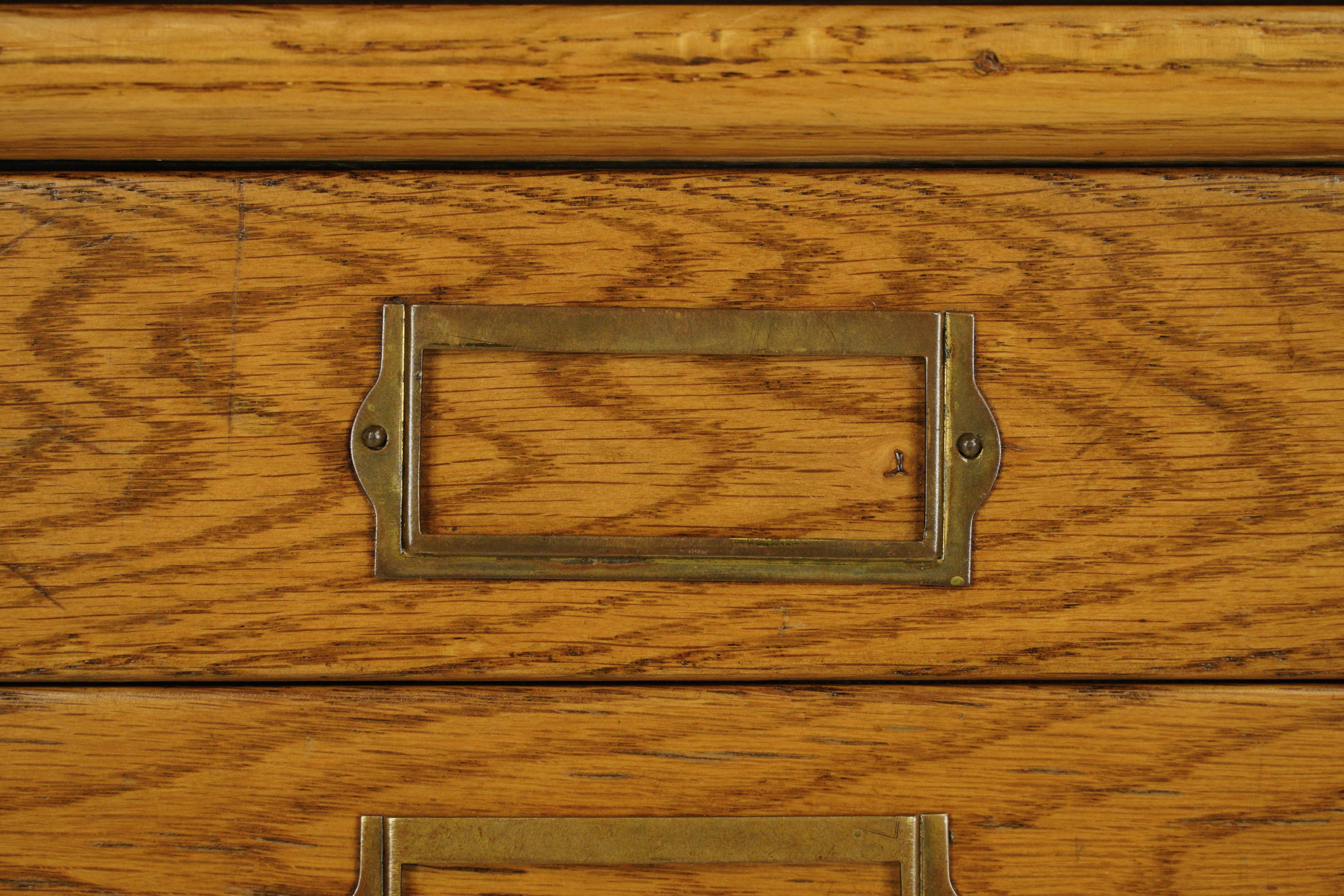 Oversize 10 Drawer Oak Flat File Map Cabinet In Good Condition For Sale In New York, NY