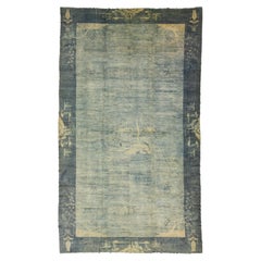 Surdimensionné 1920  Ancien tapis chinois Art déco en laine gris