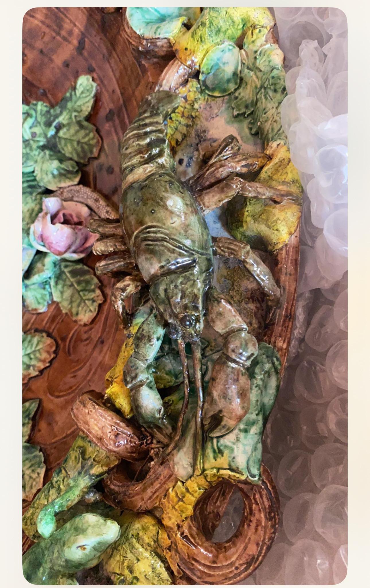Übergroße Majolika-Palissy-Wandschlangenteller aus dem 19. im Angebot 3
