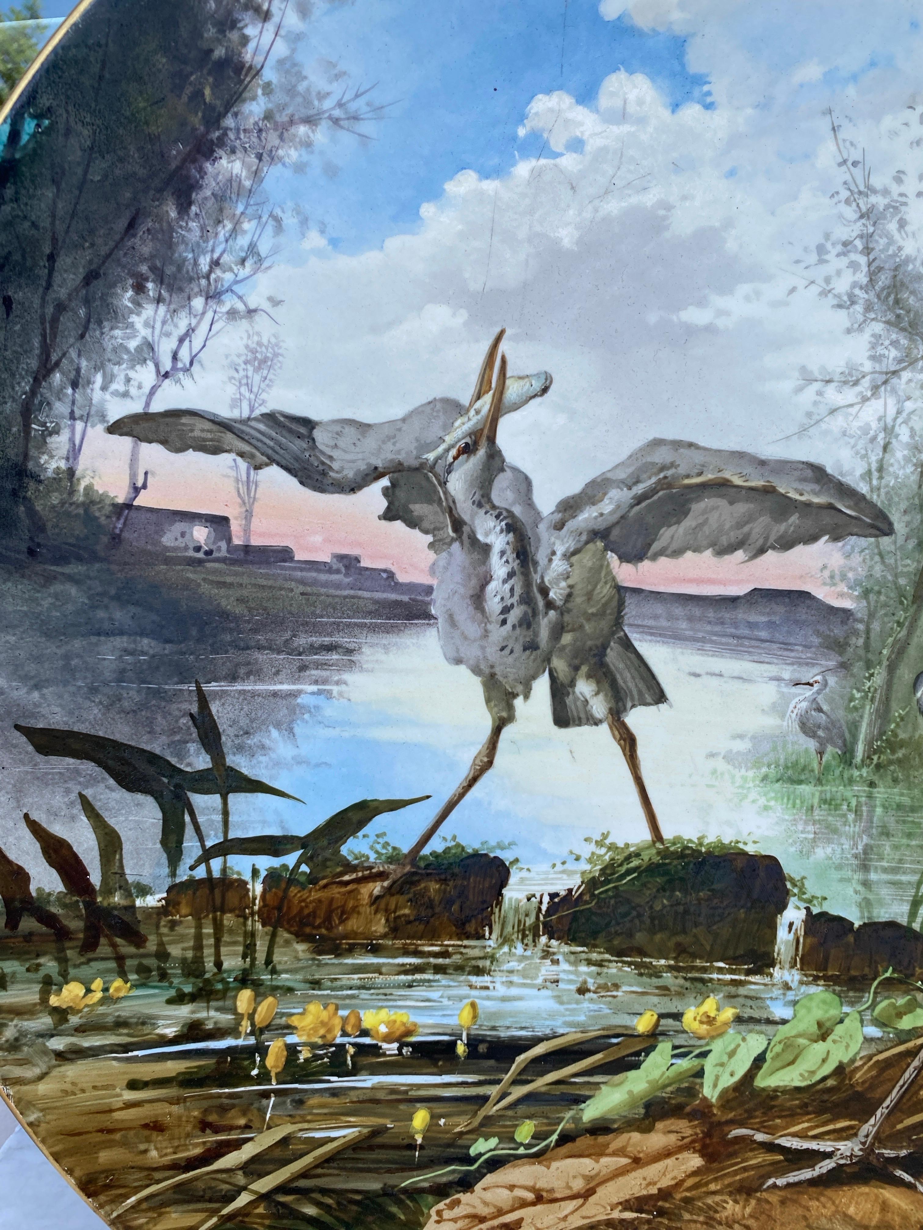 Piatto ornitologico oversize del XIX secolo Narcisse Vivien in vendita 3