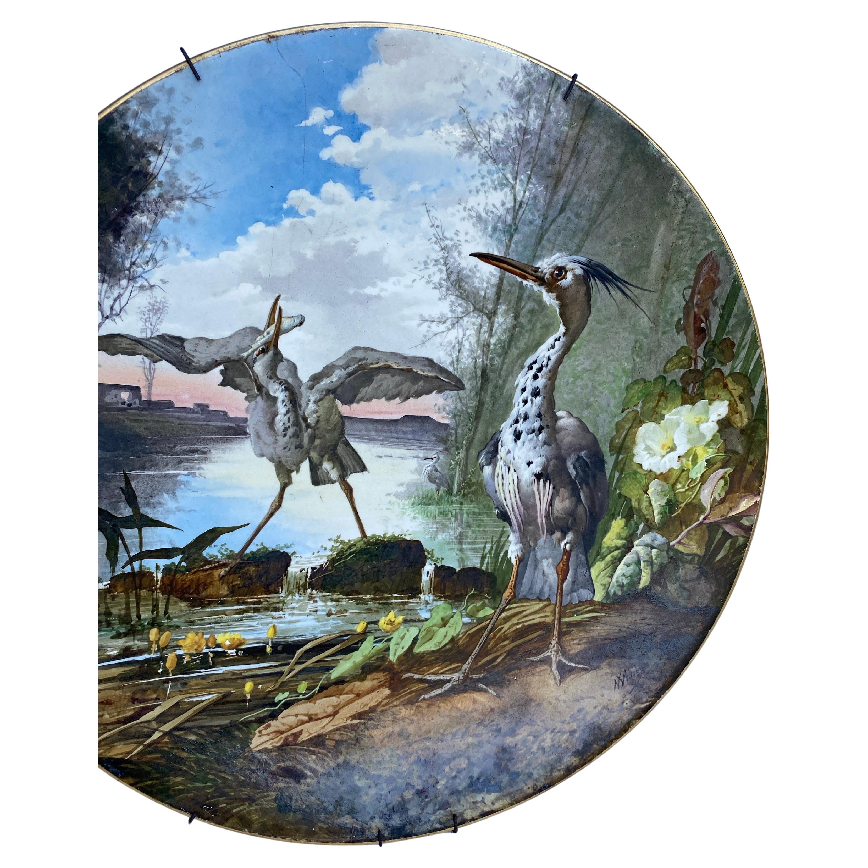 Eccezionale piatto da portata oversize del XIX secolo firmato Narcisse Vivien.
20 pollici di diametro.