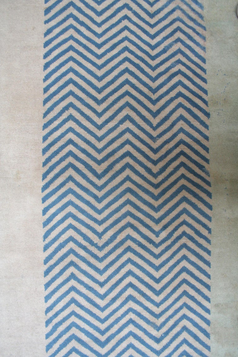 Oversize Antique Art Deco Geometric Rug in the Da Silva Bruhns Style