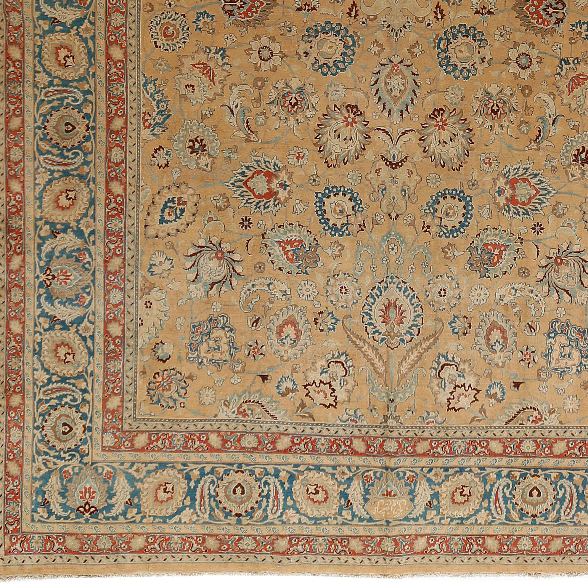 Tessuto a mano Tappeto Meshad persiano marrone antico oversize 12' x 18'3 in vendita
