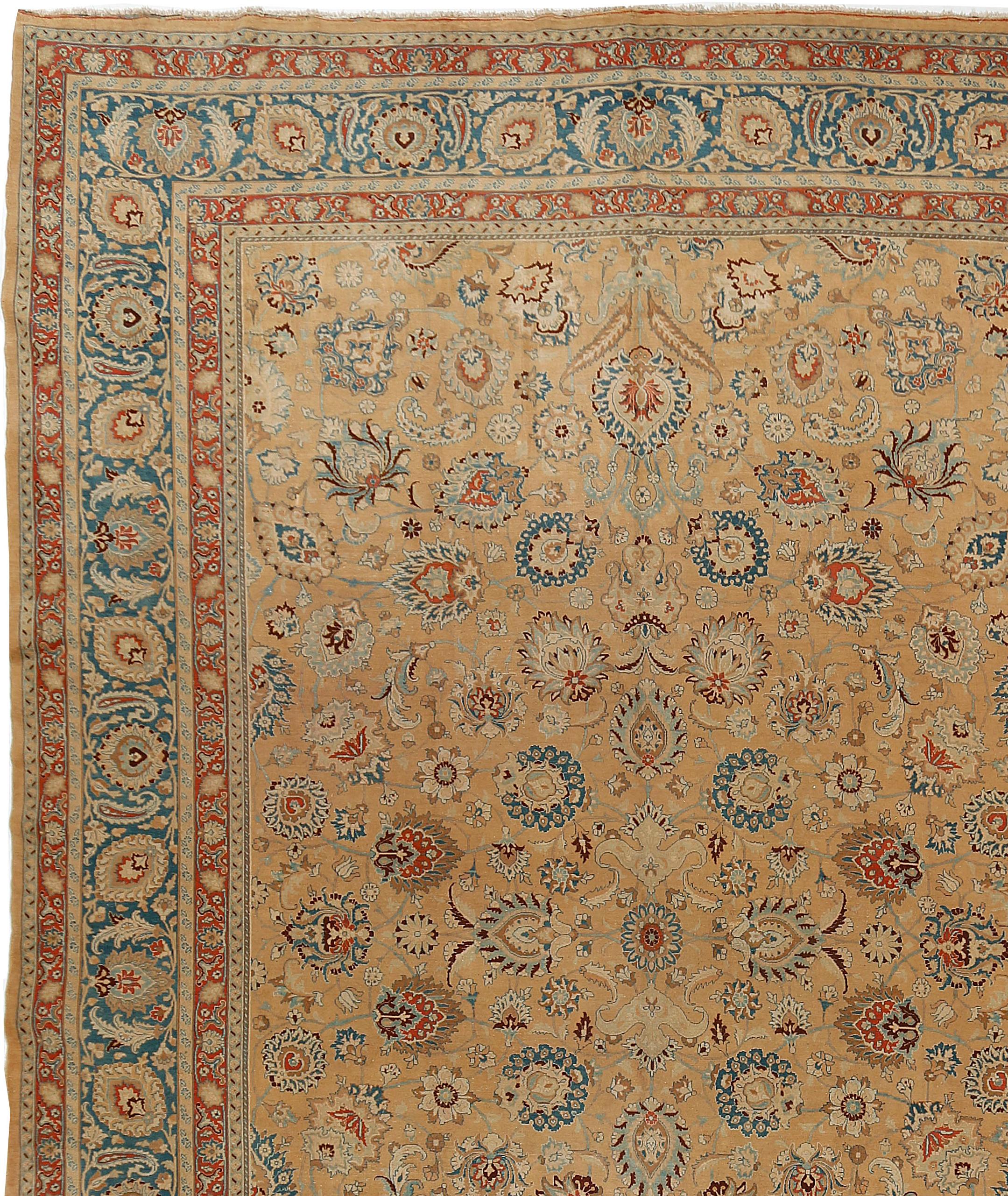 Übergroßer antiker brauner persischer Meshad-Teppich 12' x 18'3 (19. Jahrhundert) im Angebot