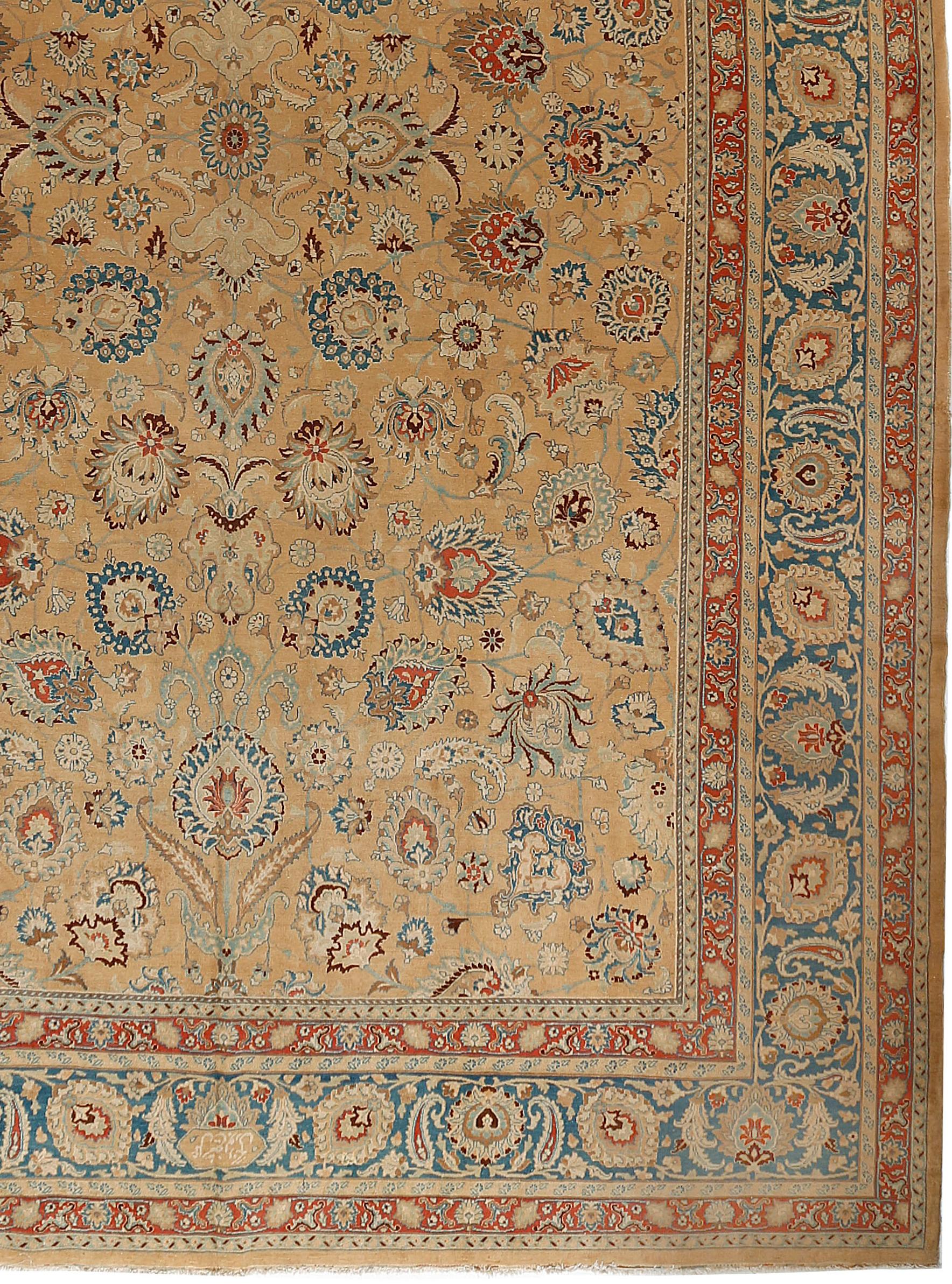Übergroßer antiker brauner persischer Meshad-Teppich 12' x 18'3 (Wolle) im Angebot