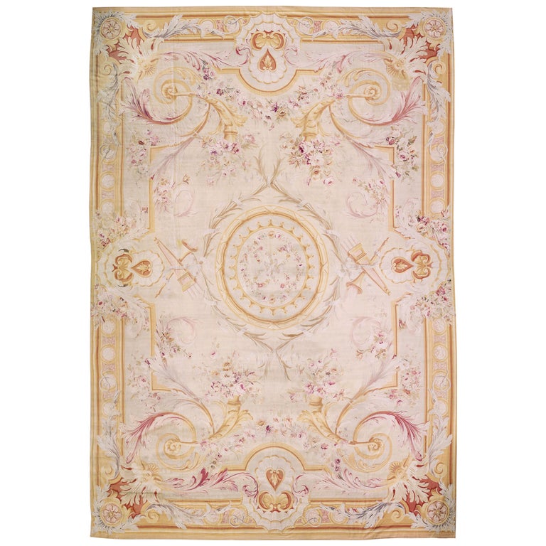 Oversize Antique French Aubusson Rug Carpet For Sale at 1stdibs