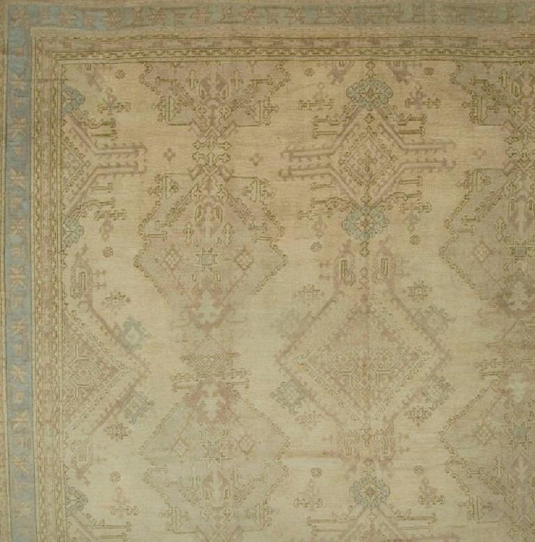 Hand-Knotted Oversize Antique Green Turkish Oushak Rug For Sale