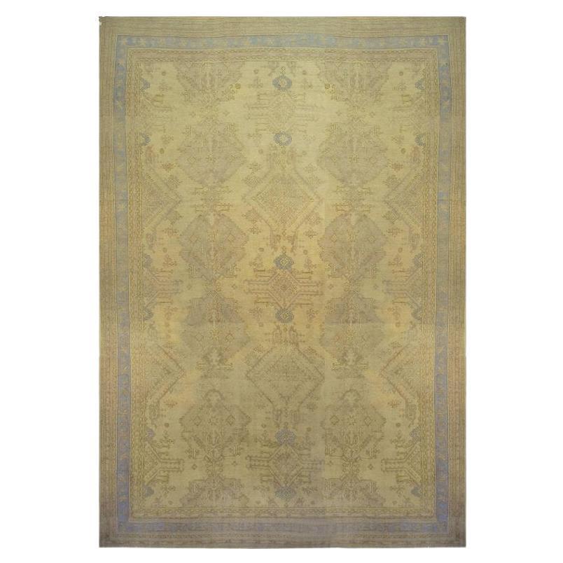 Oversize Antique Green Turkish Oushak Rug For Sale