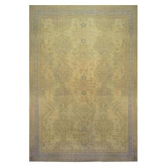 Alfombra Turca Oushak Verde Antiguo Sobredimensionada