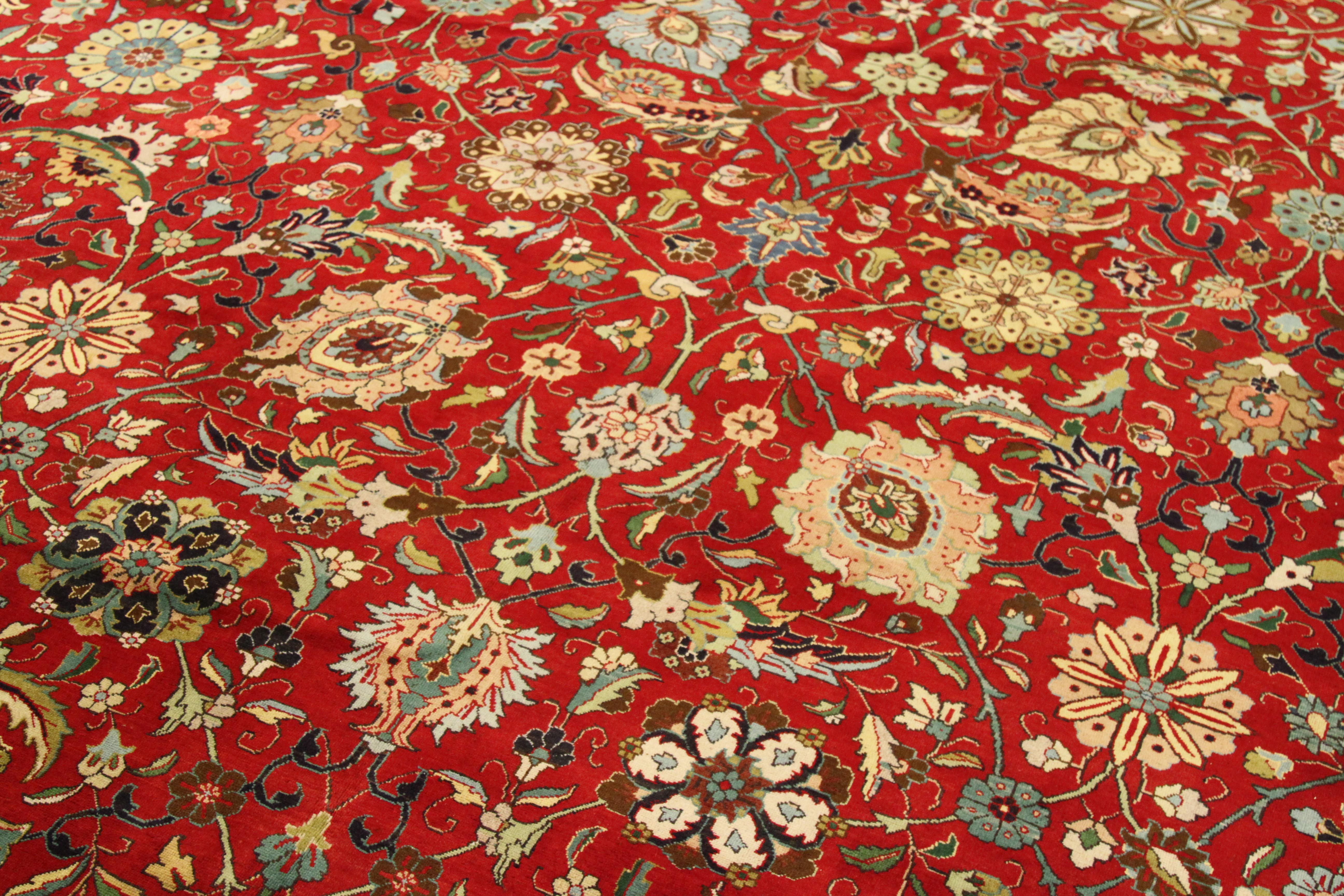 Hand-Woven Oversize Antique Handmade Persian Rug Tabriz Design  For Sale
