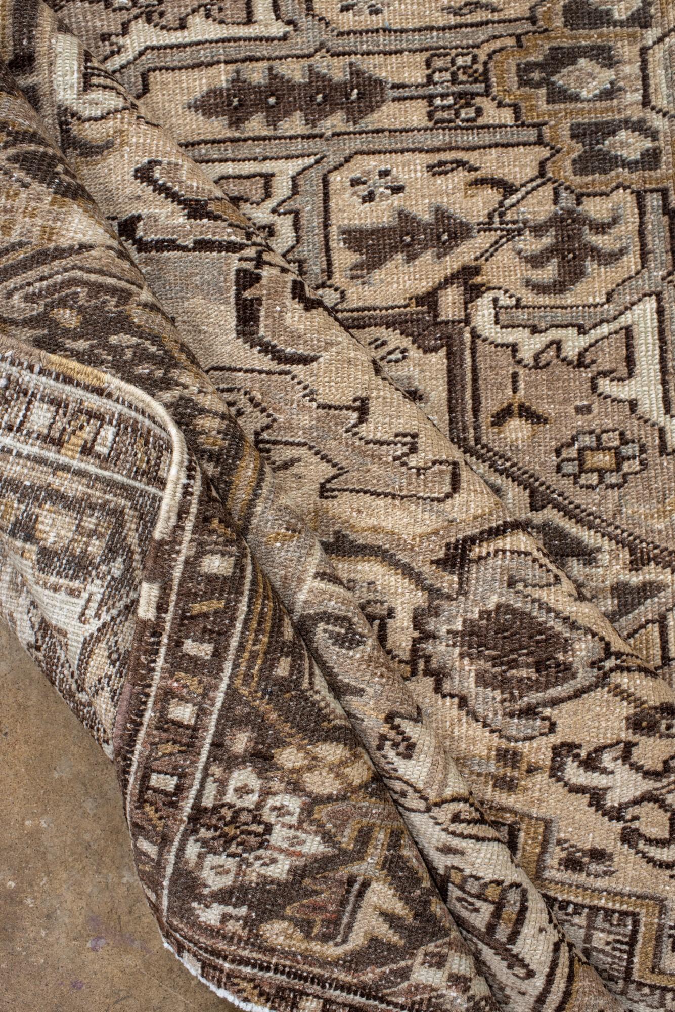 Oversize Antique Heriz Rug in Neutral Tones For Sale 1