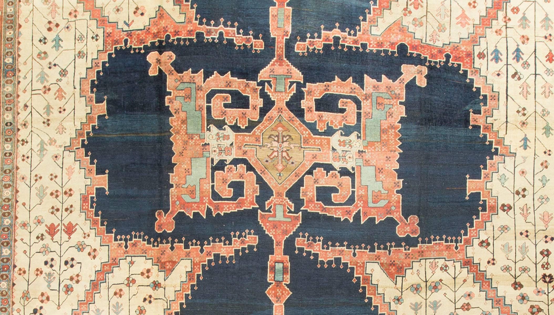 Hand-Knotted Oversize Antique Heriz Serapi Rug, circa 1890  15'10 x 20'