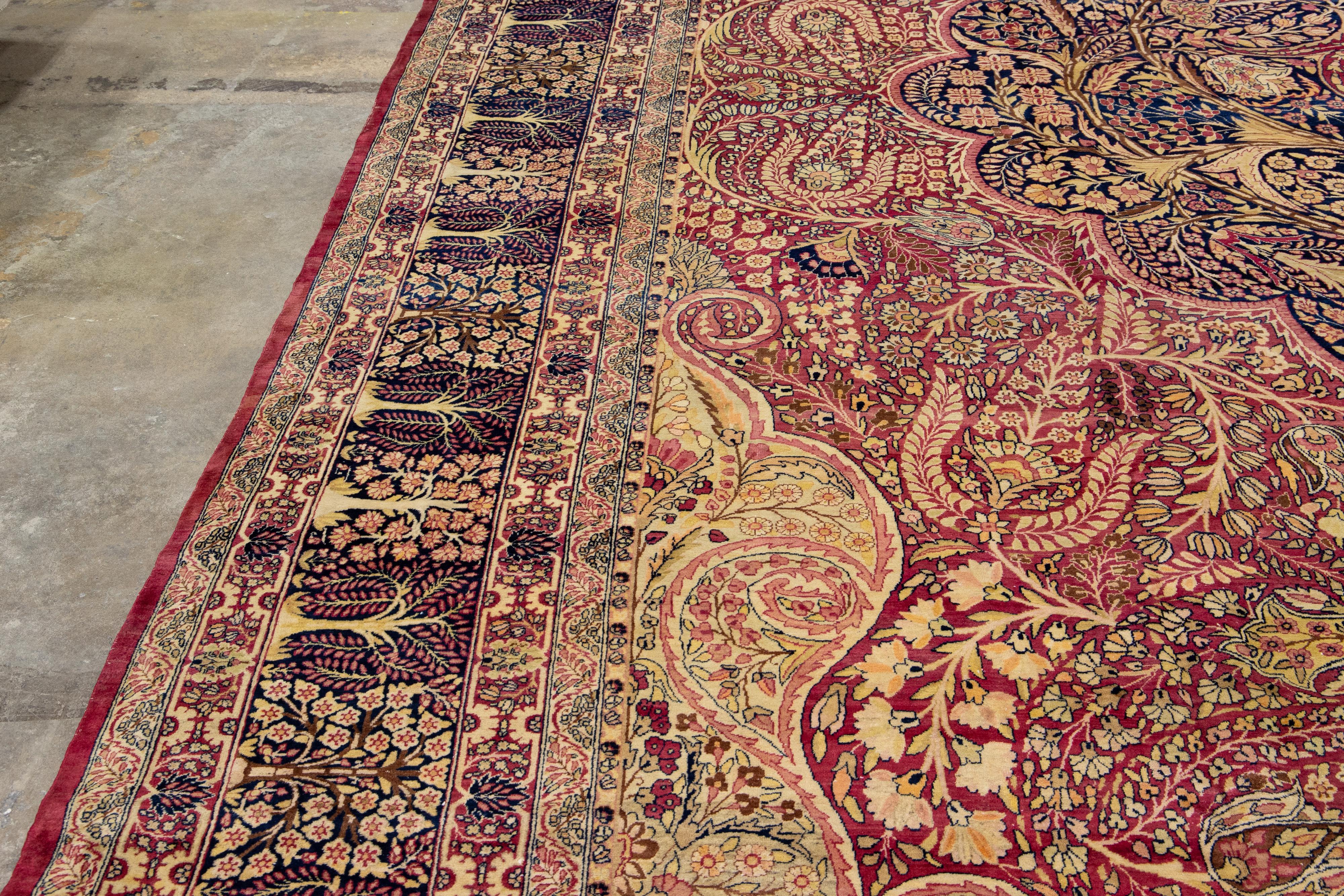 Rare Oversized Kirman Persian Rug – 15' x 26' – Hand-Knotted Wool For Sale 8