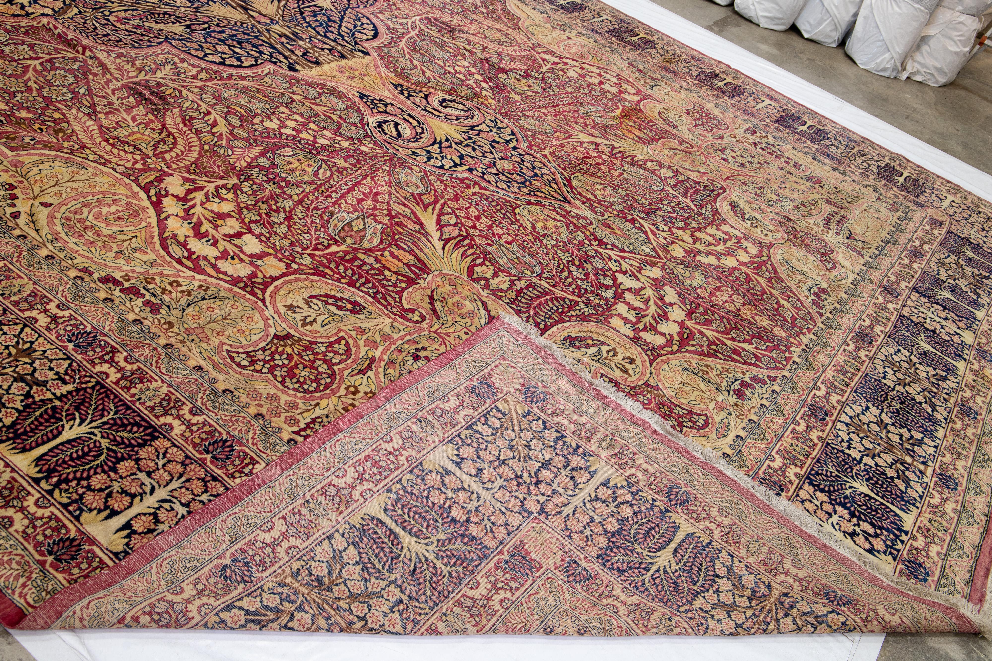 Rare Oversized Kirman Persian Rug – 15' x 26' – Hand-Knotted Wool For Sale 5