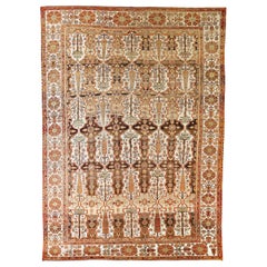 Oversize Vintage Persian Bakhtiar Rug with Tribal Details on Ivory & White Field