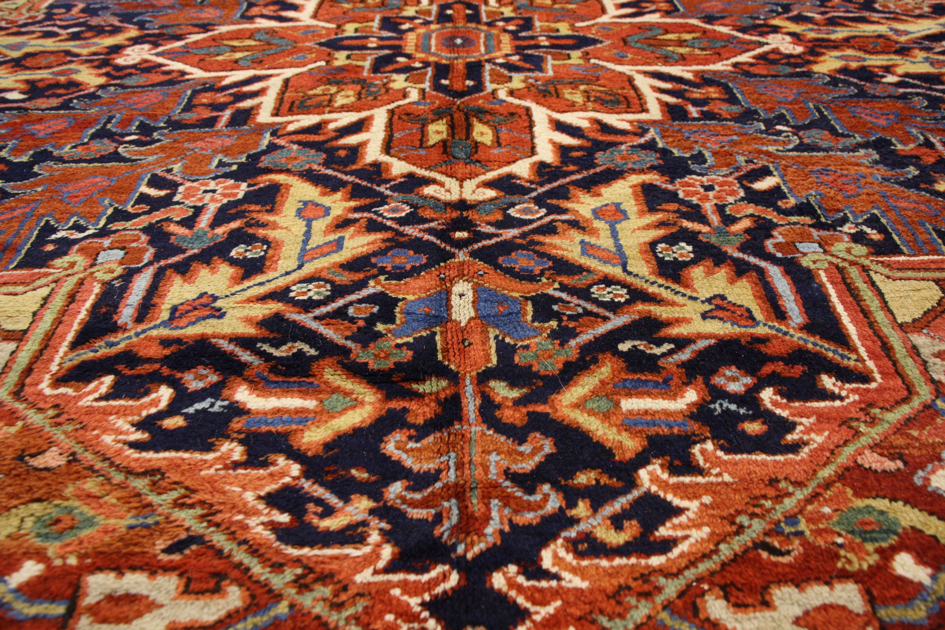 Hand-Knotted Antique Persian Heriz Palace Rug with Federal and American Colonial Style
